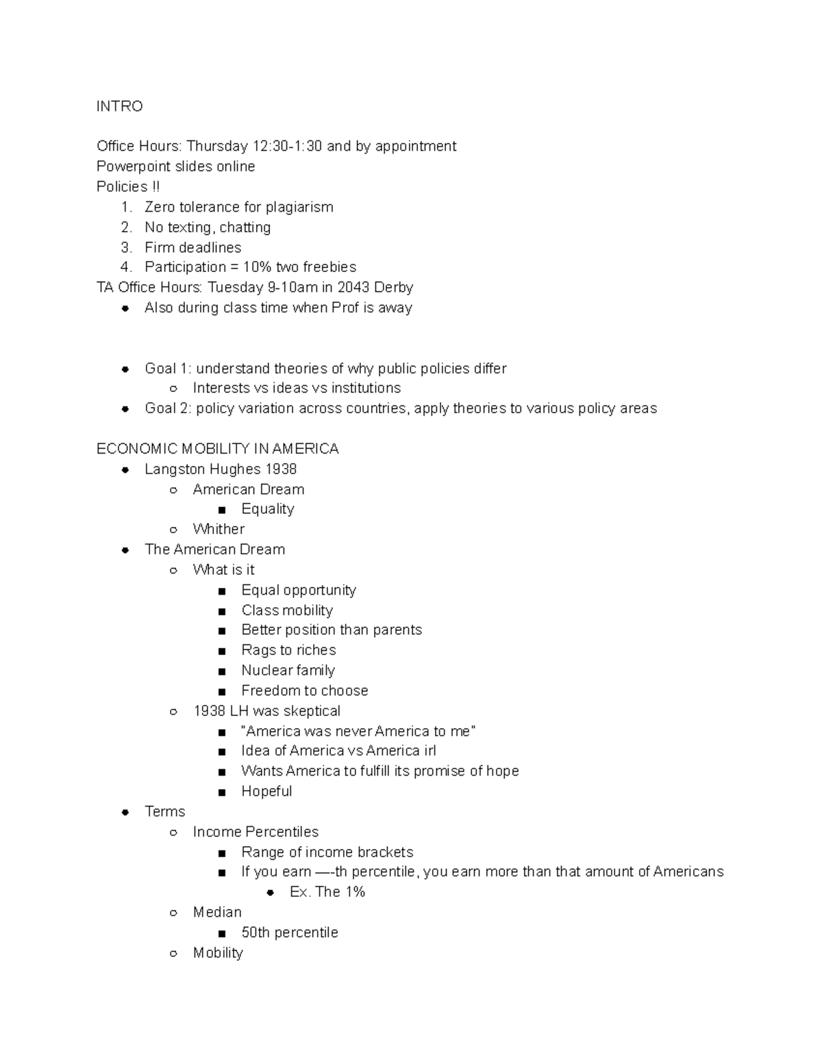 Comparative Public Policy - Lecture Notes - INTRO Office Hours ...