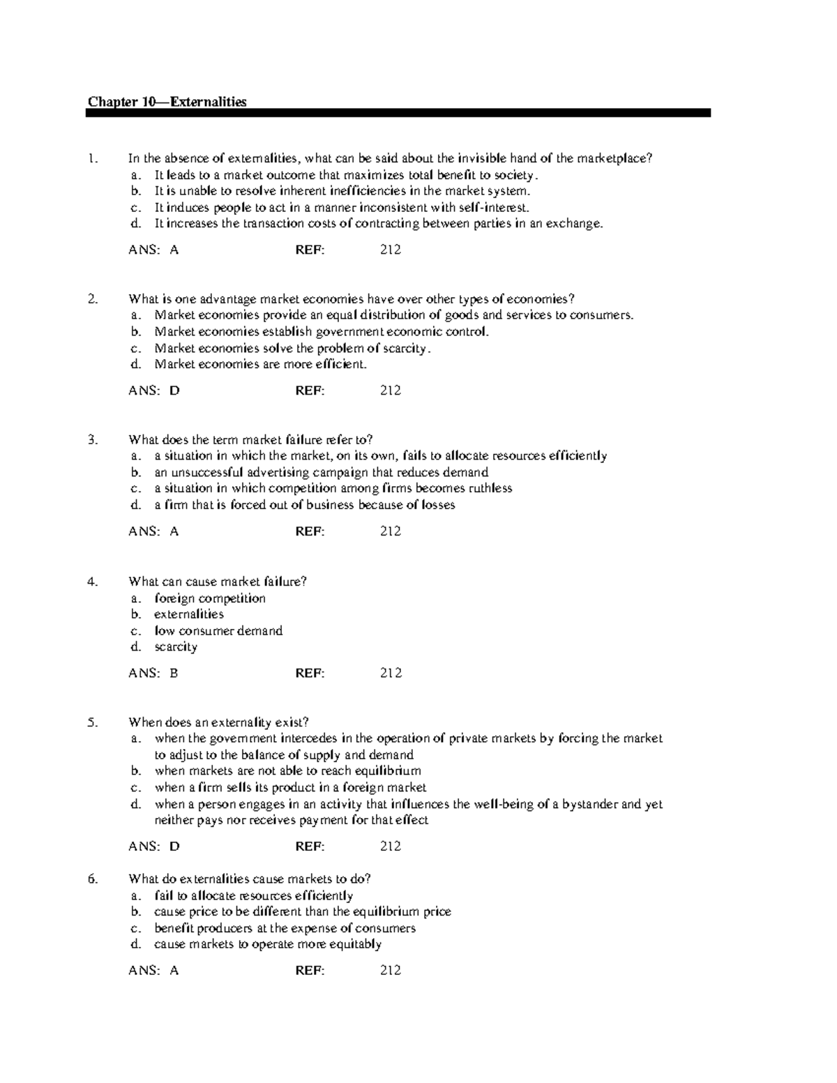 Chapter 10- Sample Questions - Chapter 10—Externalities In the absence ...