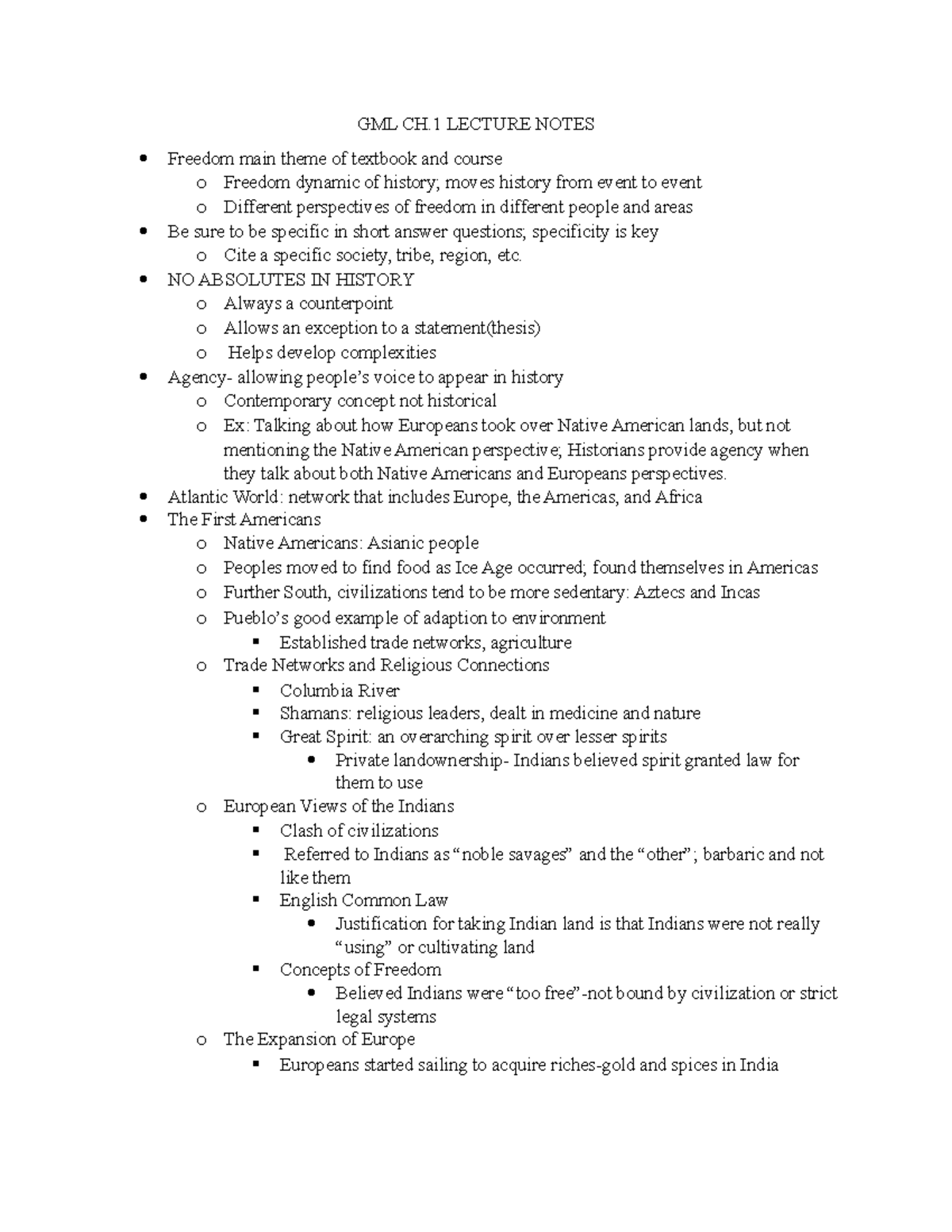 GML Chapter 1-4 Lecture notes - GML CH LECTURE NOTES Freedom main theme ...