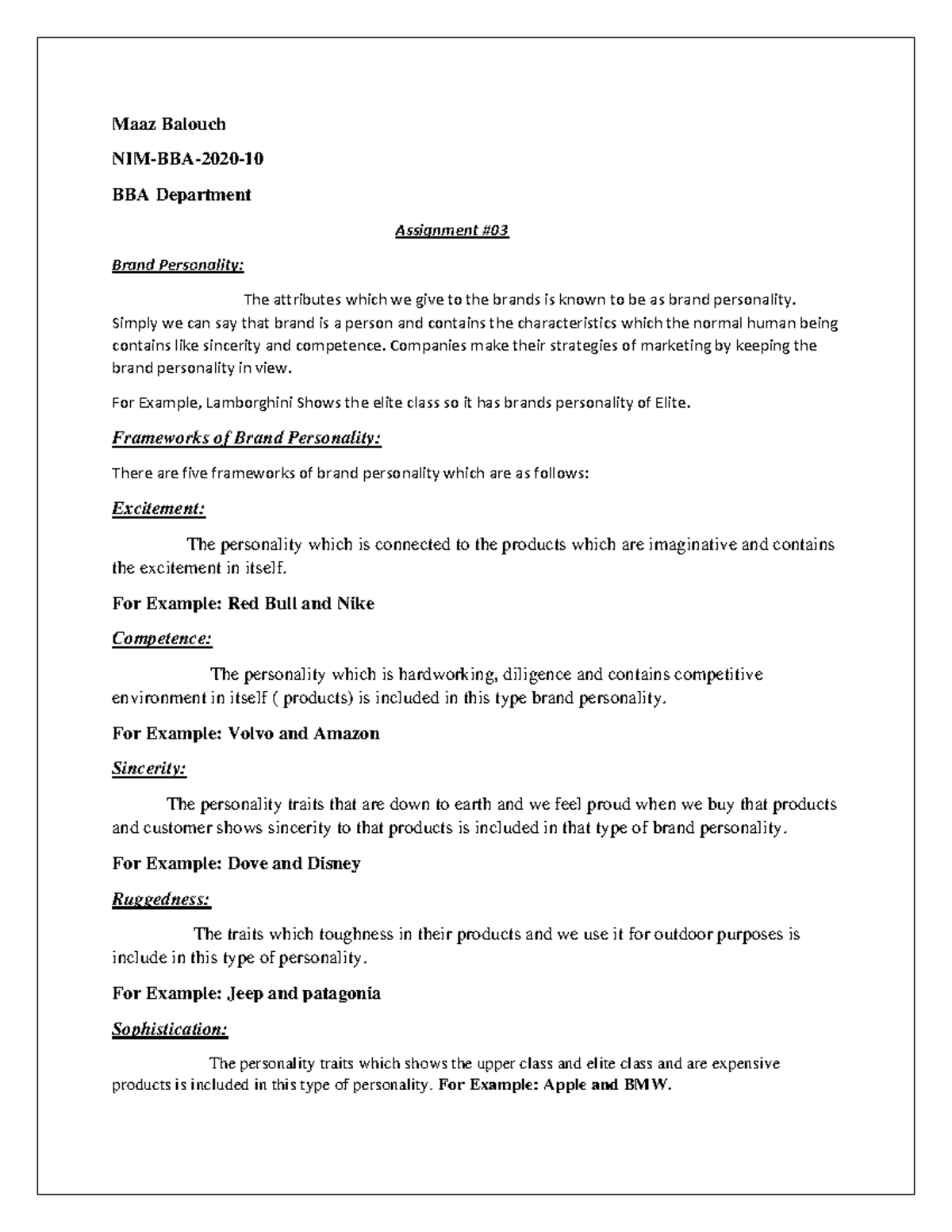 Assignment #03 CB - maaz - Maaz Balouch NIM-BBA-2020- BBA Department ...