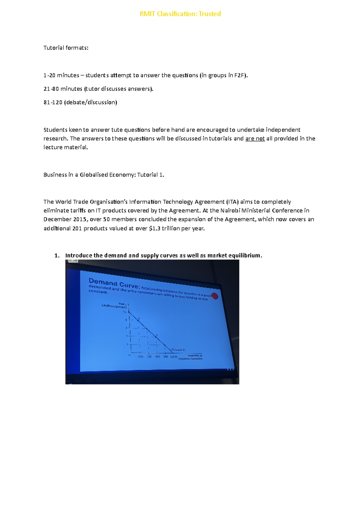 Tutorial 1 - tutiroial 1 questions - Tutorial formats: 1-20 minutes ...