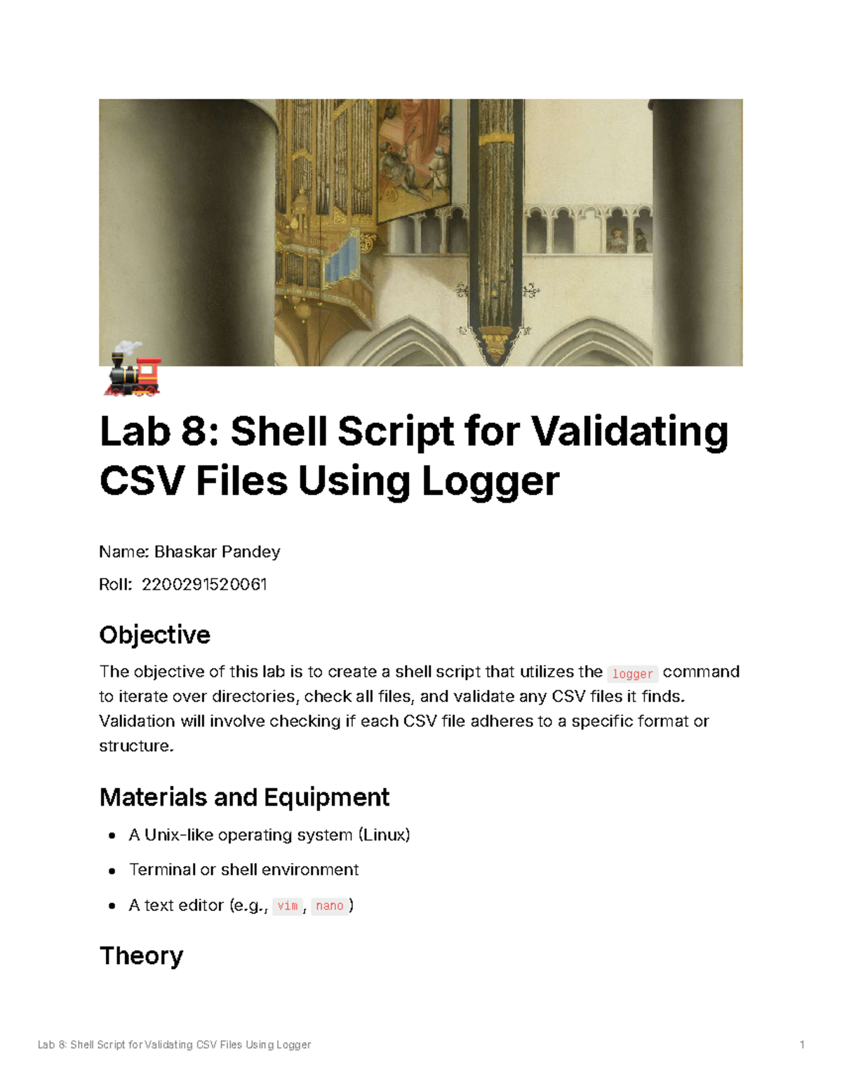 Lab 8: Shell Script for Validating CSV Files Using Logger - 🚂 Lab 8 ...