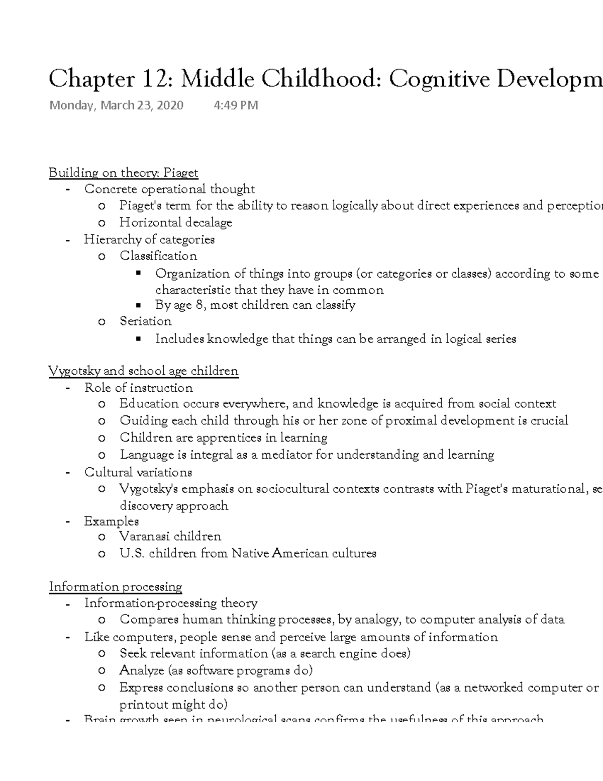 information processing theory child development