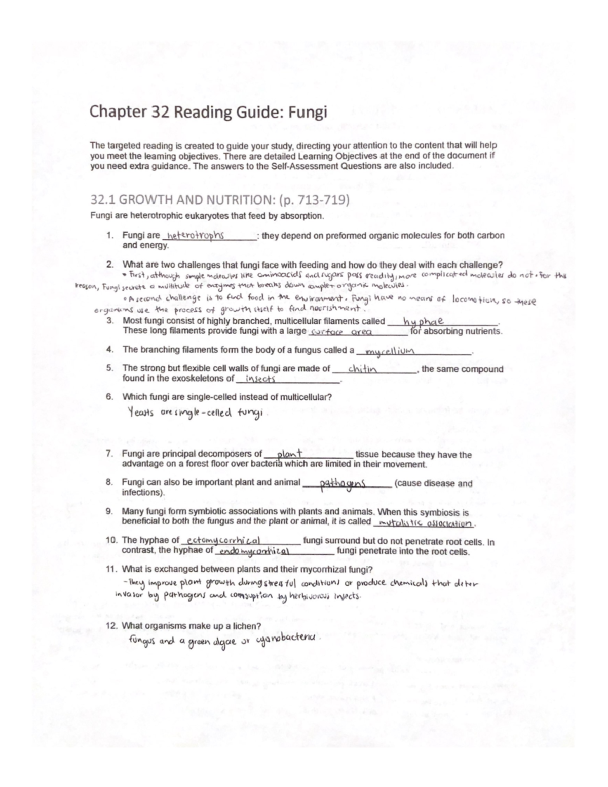 Chapter 32 - Fungi - BOTN 1 - LPC - Studocu