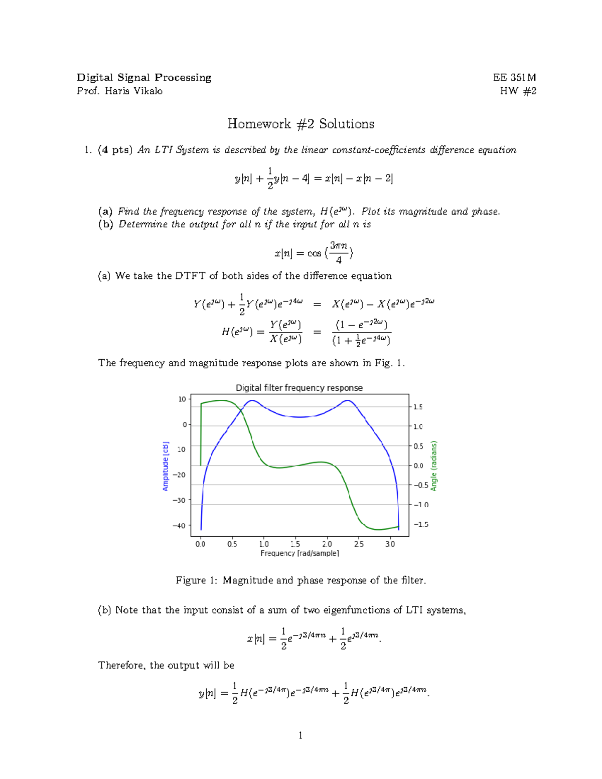 Fall 2021 HW_2 Solutions - Digital Signal Processing EE 351M Prof ...