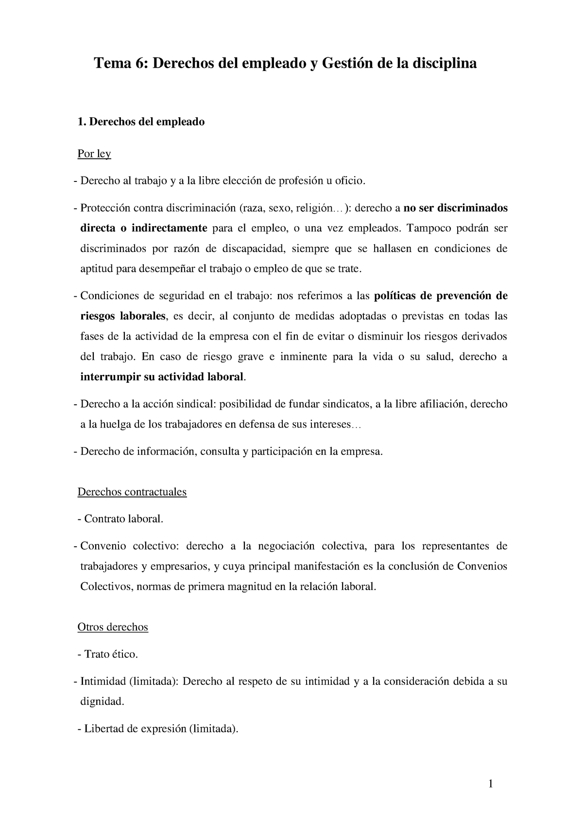 Tema Derechos Y Deberes Del Empleado Y Gesti N De La Disciplina Tema Derechos Del