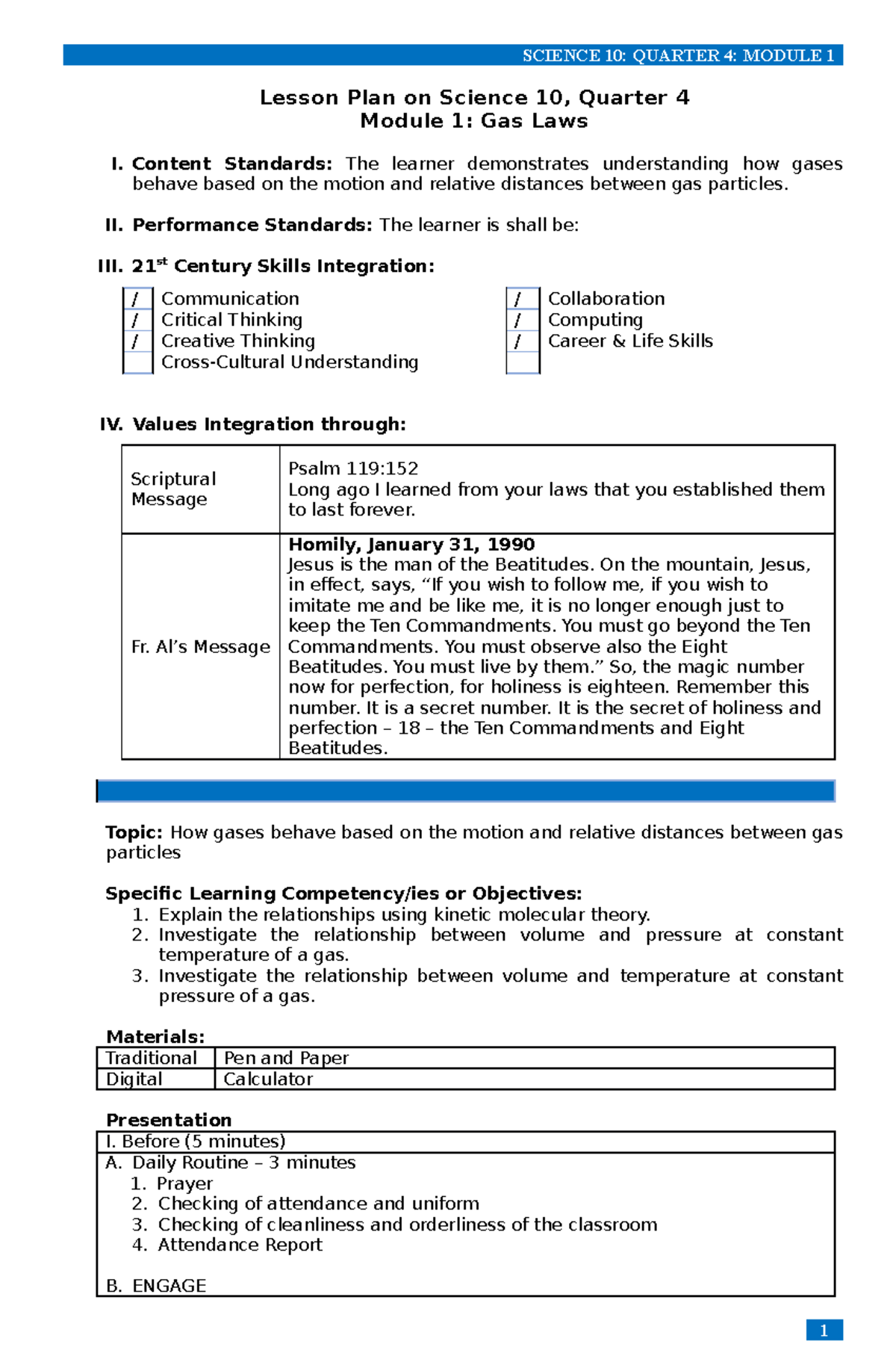 Final-LP - dfdfdfdf - SCIENCE 10: QUARTER 4: MODULE 1 Lesson Plan on ...