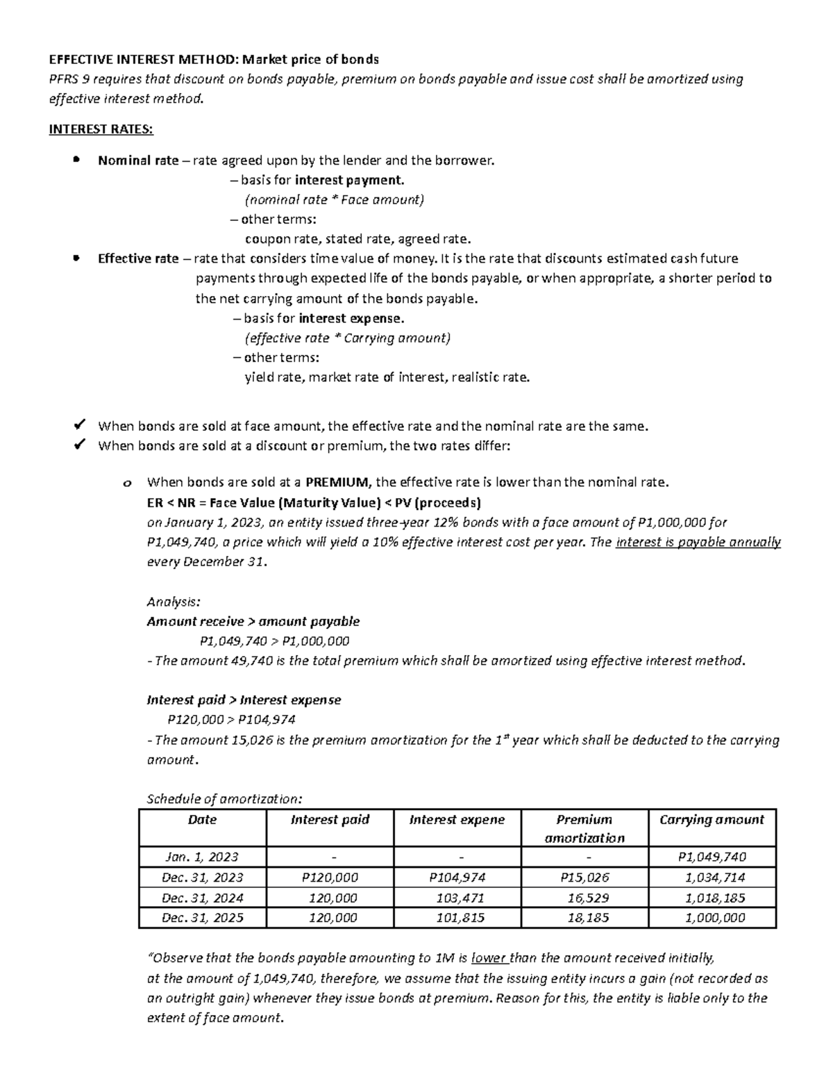 Effective Interest Method - EFFECTIVE INTEREST METHOD: Market price of ...