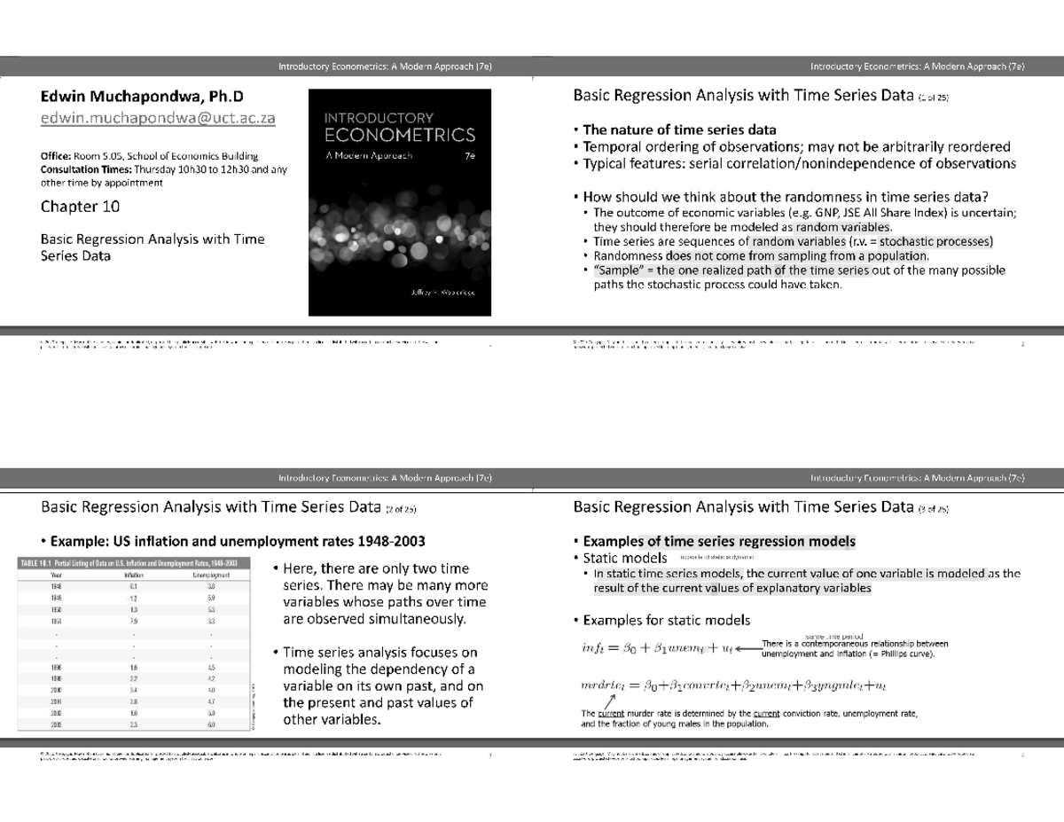 Week8 time series - Introductory Econometrics: A Modern Approach (7e ...