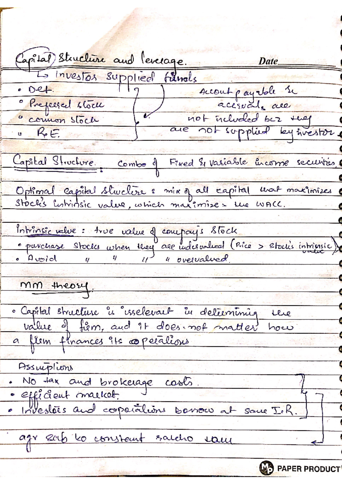 Capital structure and leverage - bcom finance - Studocu