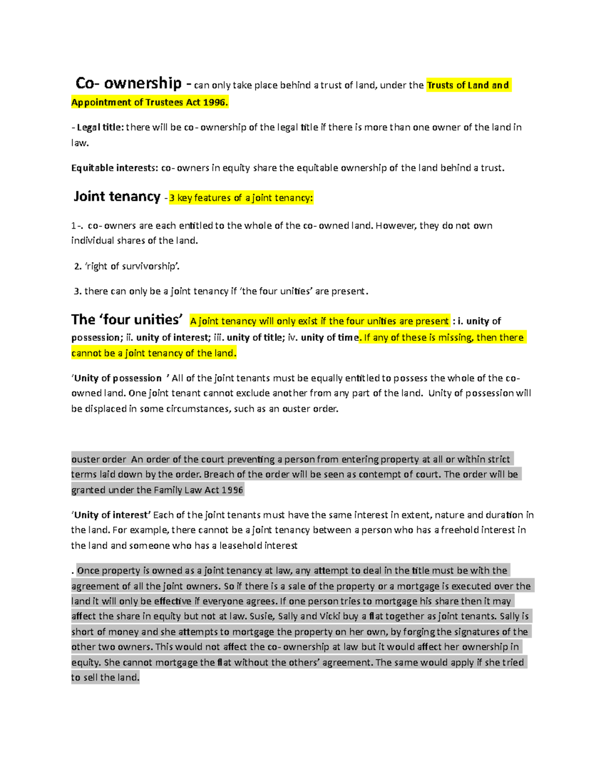 Co-Ownership - Co- ownership - can only take place behind a trust of ...
