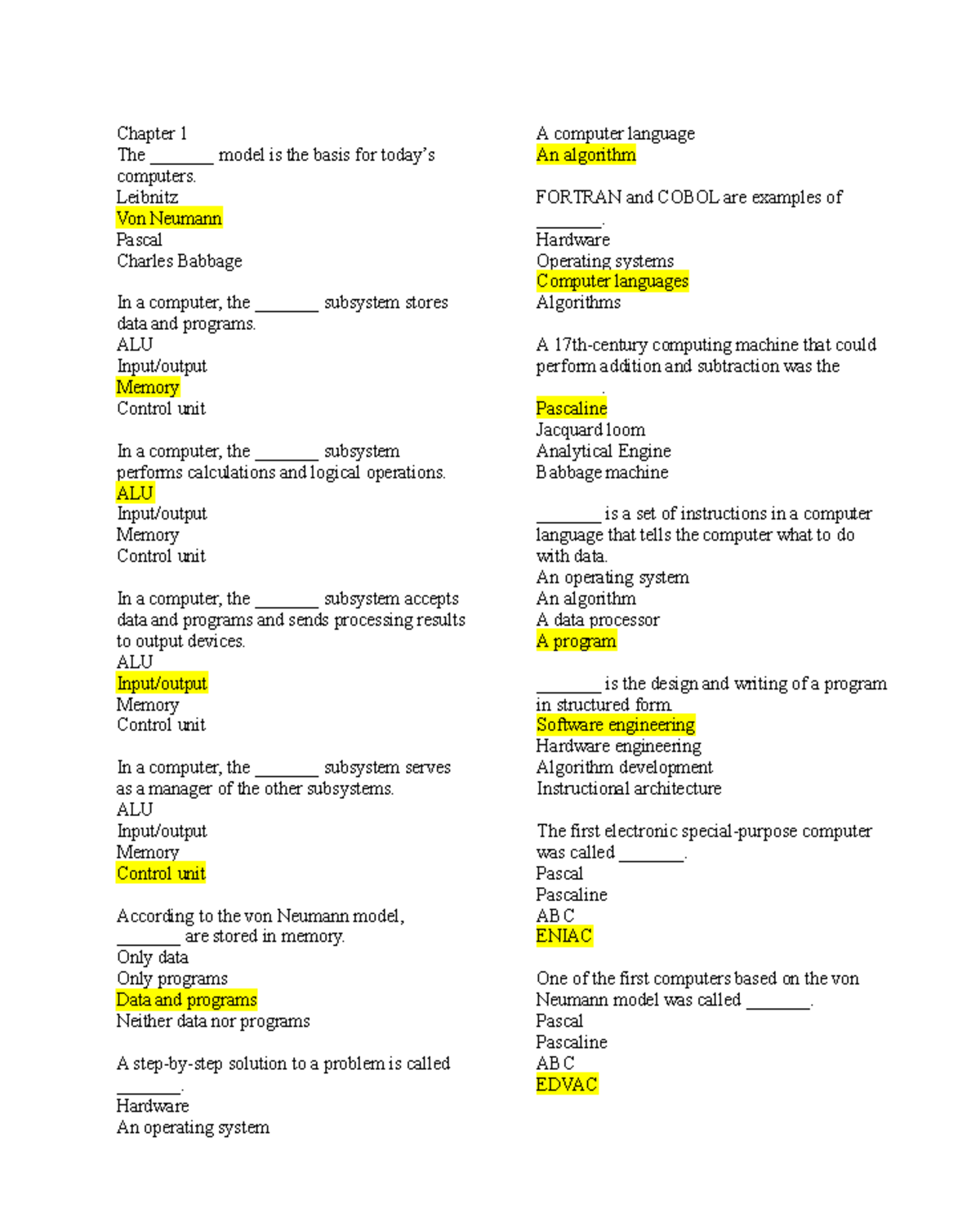 Tong 17 quizlet Chapter 1 The _______ model is the basis for today’s computers. Leibnitz