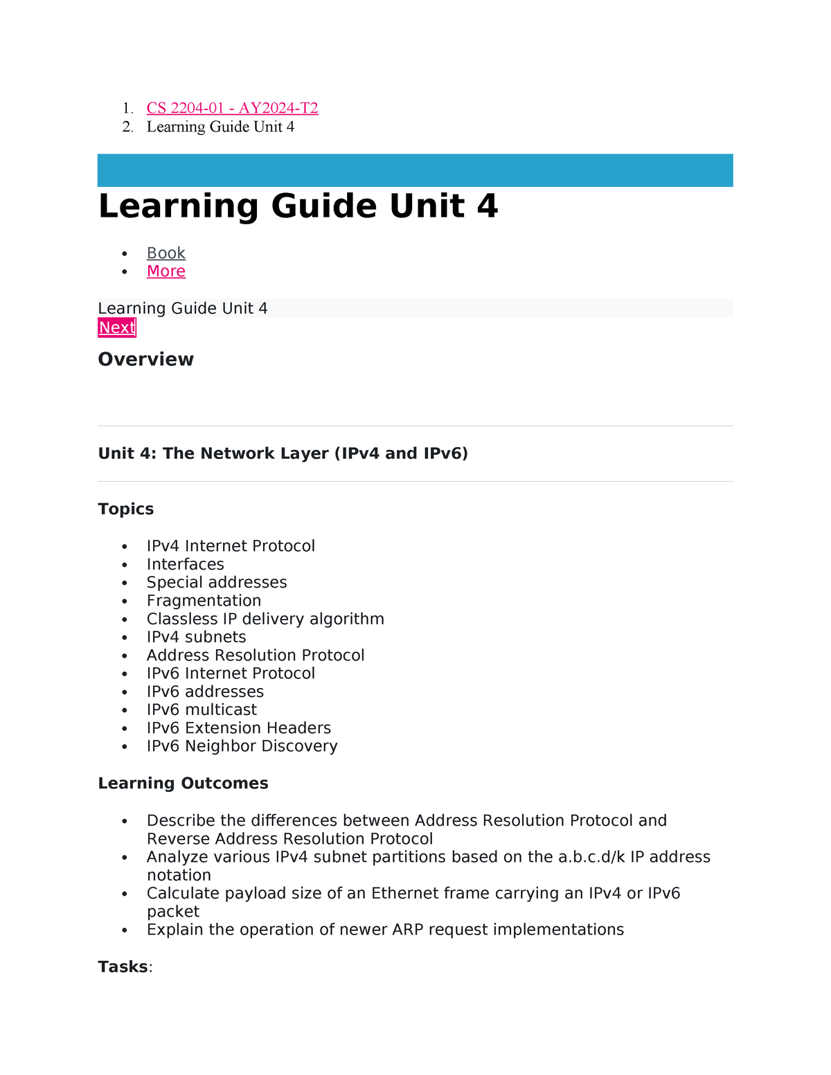 CS 2204 Unit 4 - This Course Guide Will Help You Preparation For Unit 4 ...