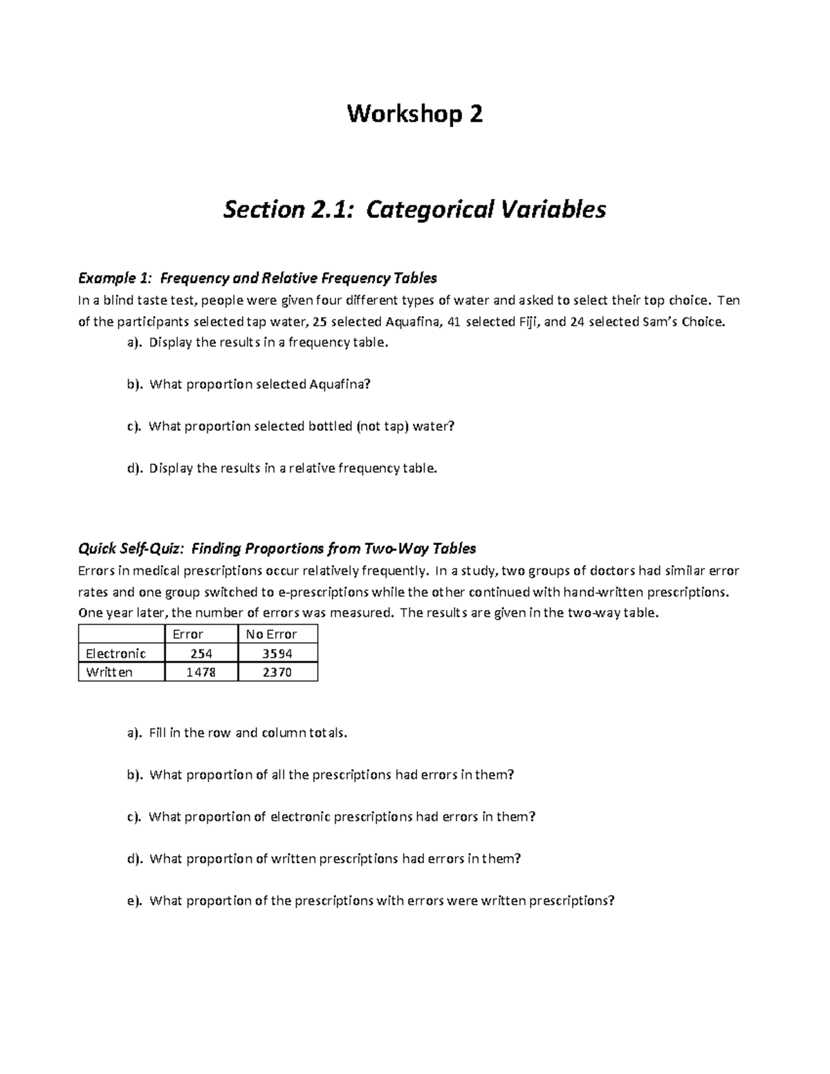 Workshop 2 S2 2023 - lecture notes - Workshop 2 Section 2: Categorical ...