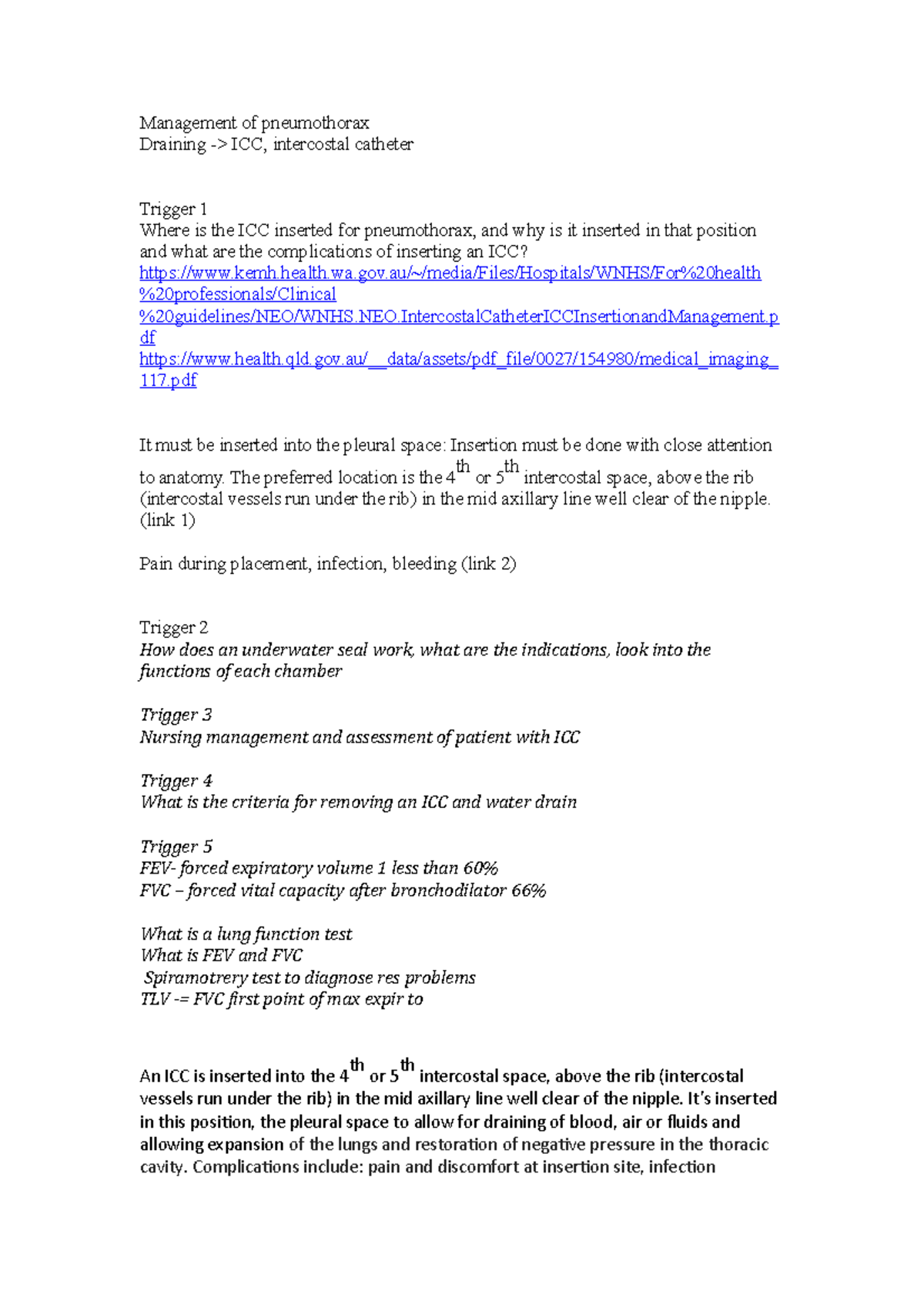 Management of pneumothorax - NEO ...