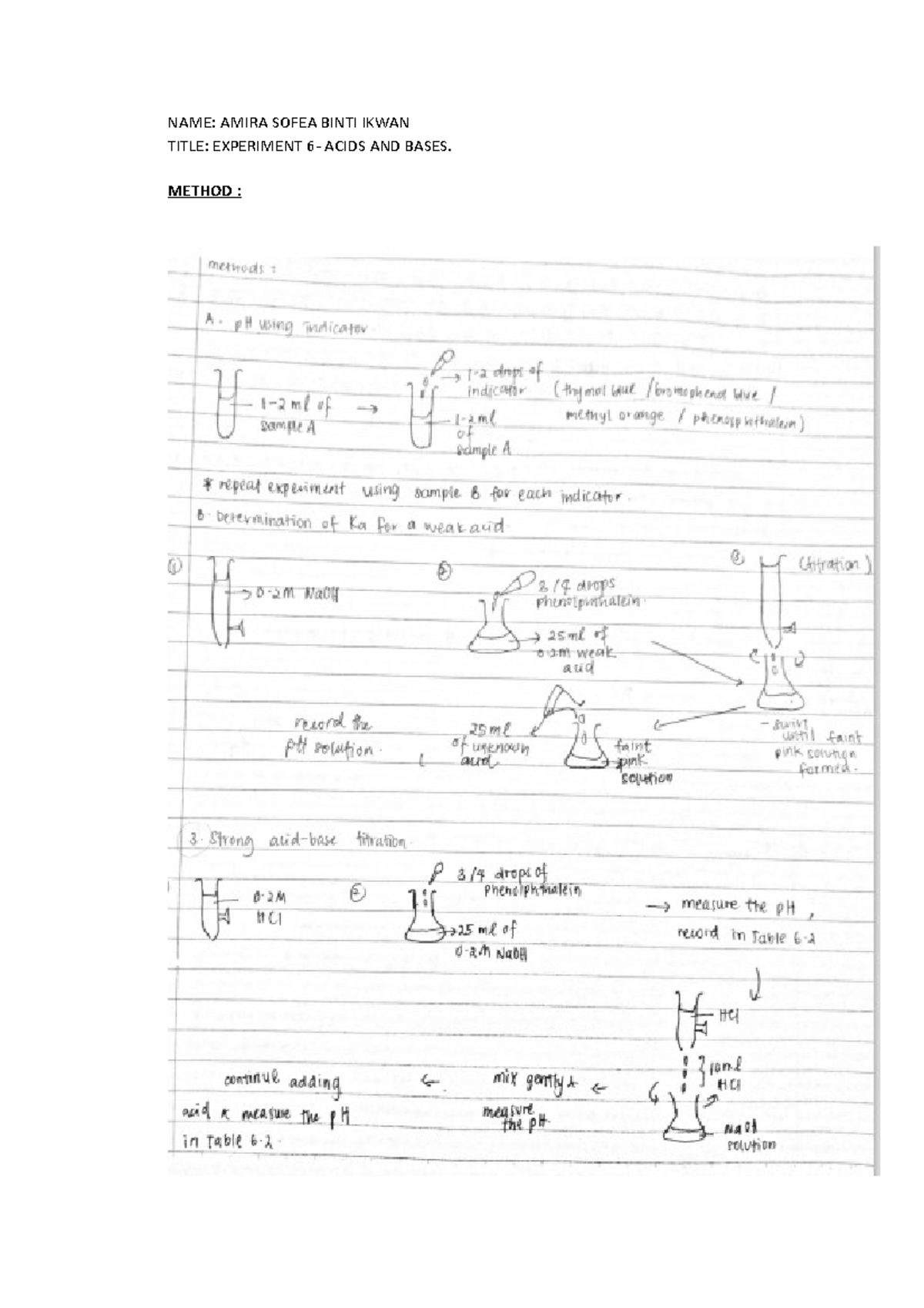 LAB Report EXP 6 ACIDS AND BASES - Applied Science - UiTM - Studocu