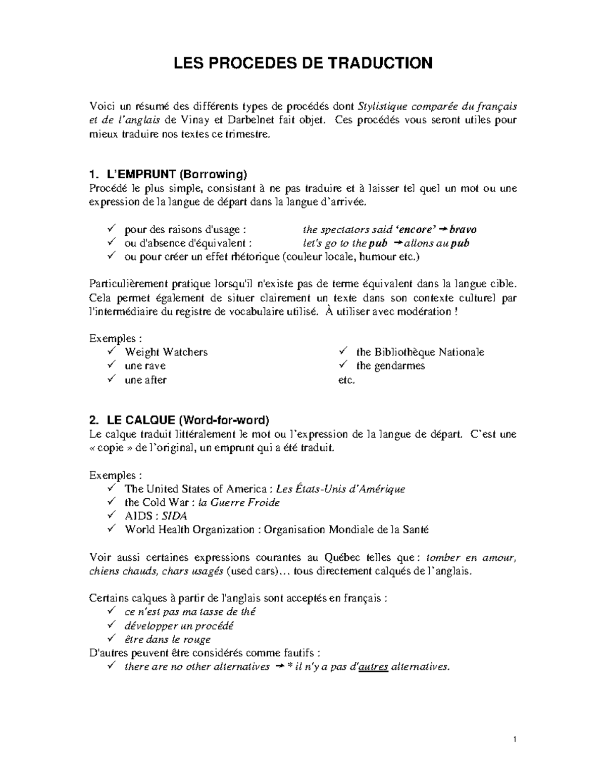 Procedes trad traduction Anglais UB Studocu