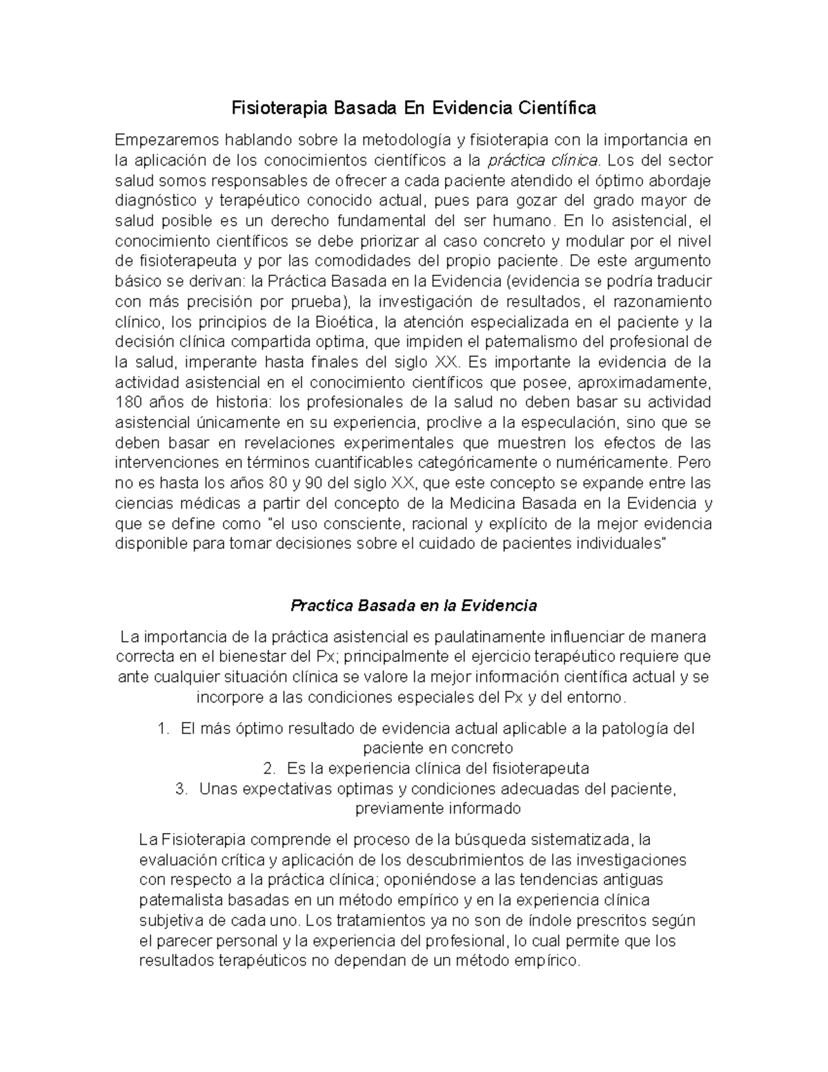 Fisioterapia Basada En Evidencia Científica - Fisioterapia Basada En ...