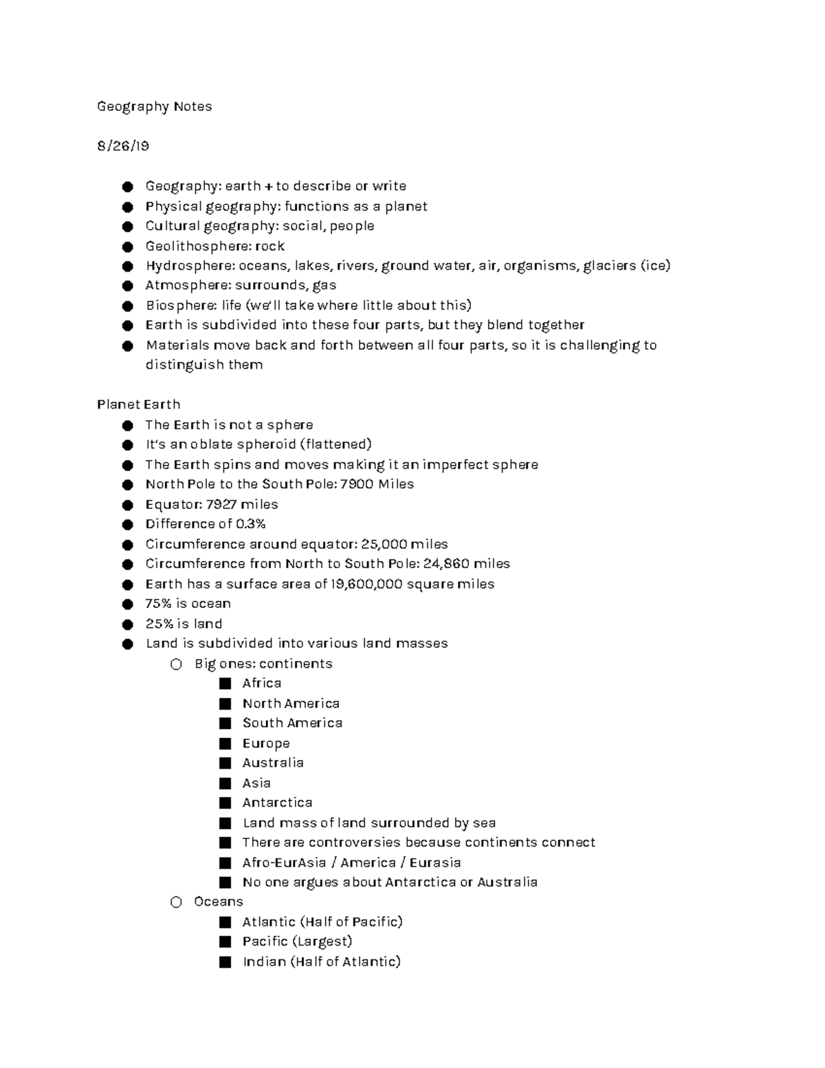 Second Quarter Notes - Geography Notes 8/26/ Geography: earth + to ...