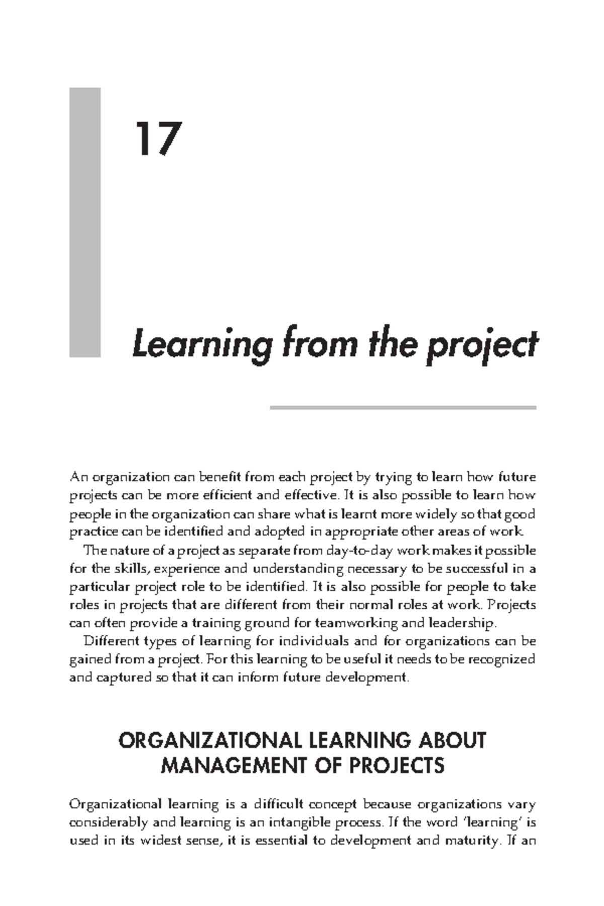 Chapter 17 Managing Projects in Human Resources, Training and ...