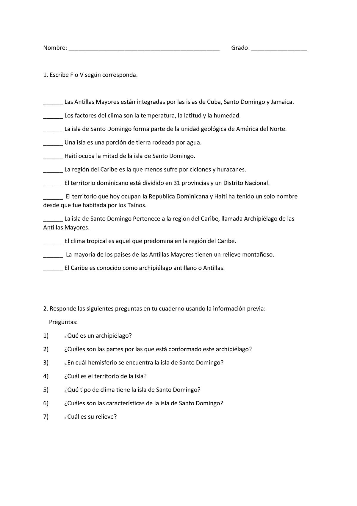 4th - Act. - Actividad De Practica Sobre El Caribe Y Las Antillas ...