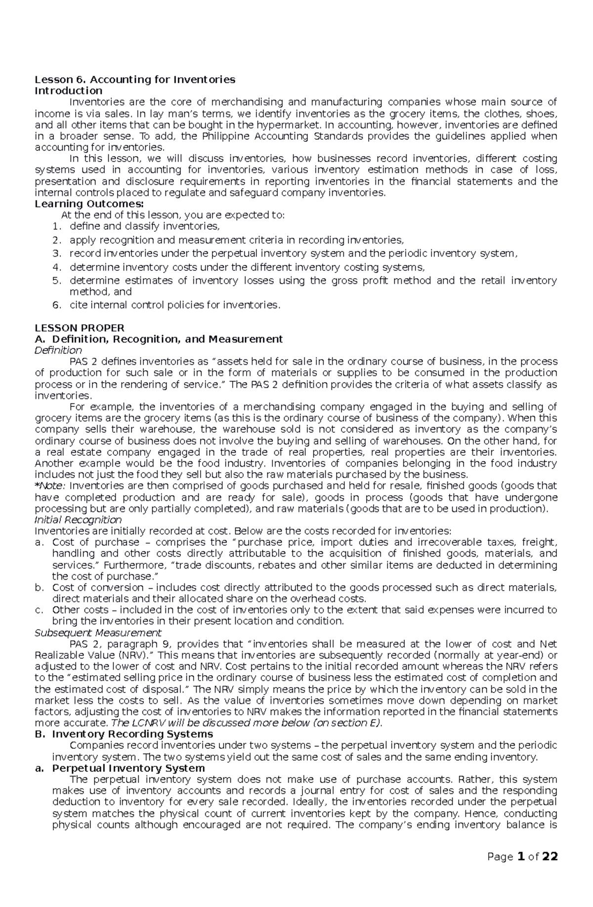Introduction to financial accounting and reporting - Lesson 6 ...