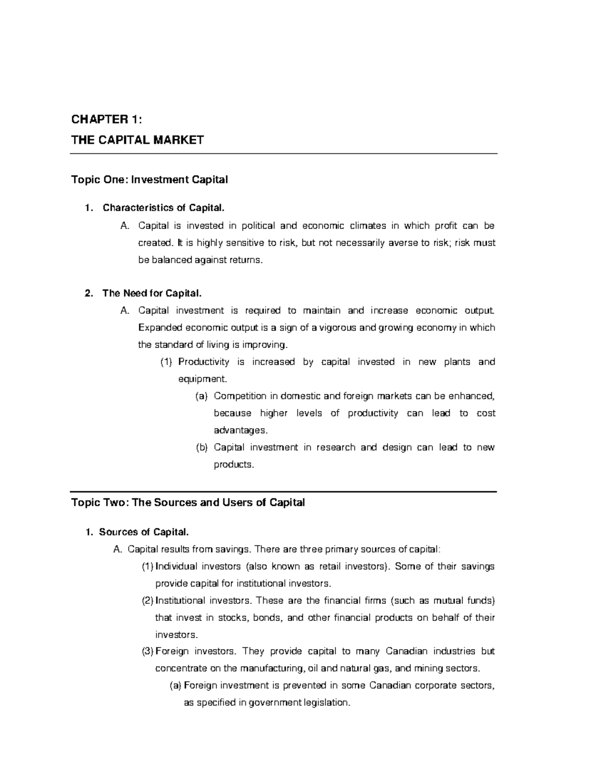 Cscv1 unit1 notes - CSC - CHAPTER 1: THE CAPITAL MARKET Topic One ...