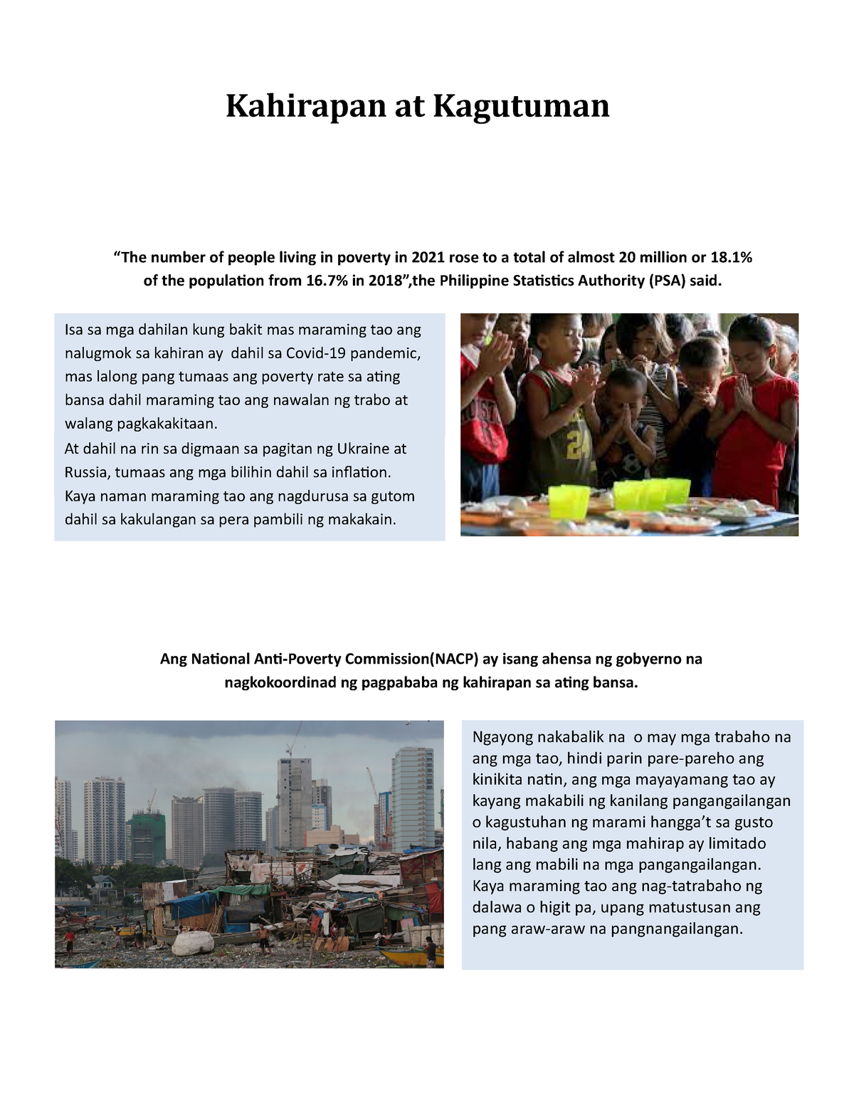 2021 poverty statistics in the philippines essay