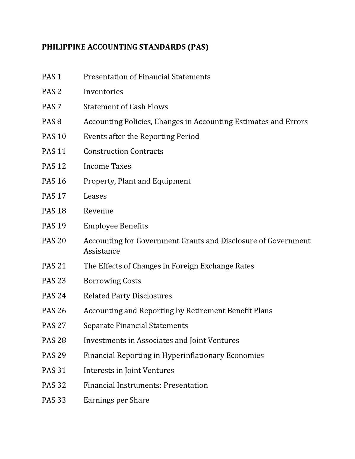 What Is Philippine Accounting Standards