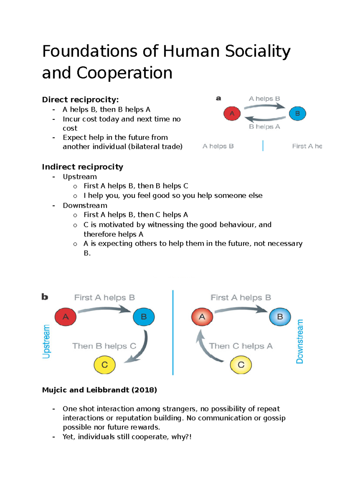 Foundations of Human Sociality and Cooperation - Lecture notes 1-10 ...