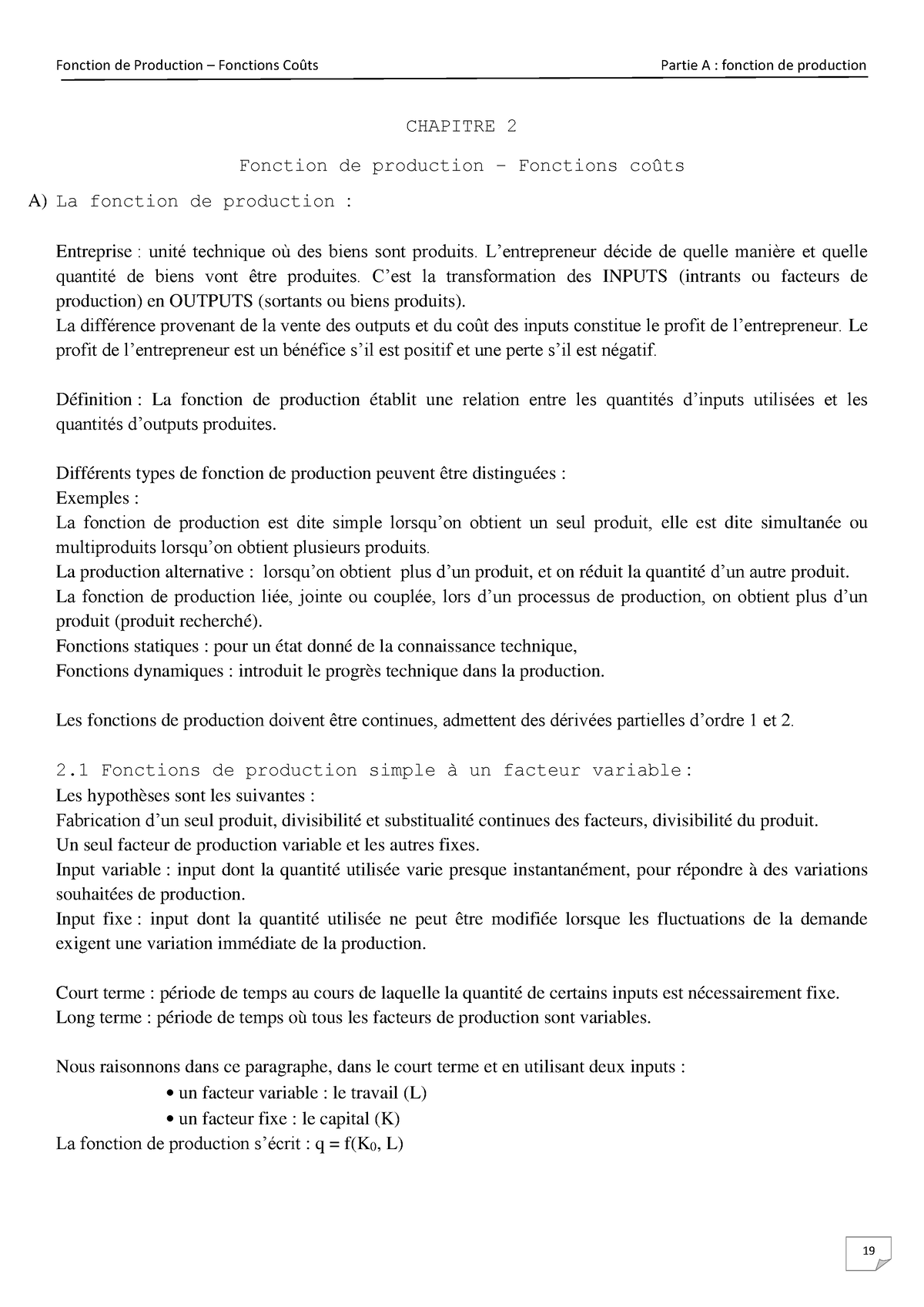 Chapitre 2 La Fonction De Production Chapitre 2 La Fo - Vrogue.co