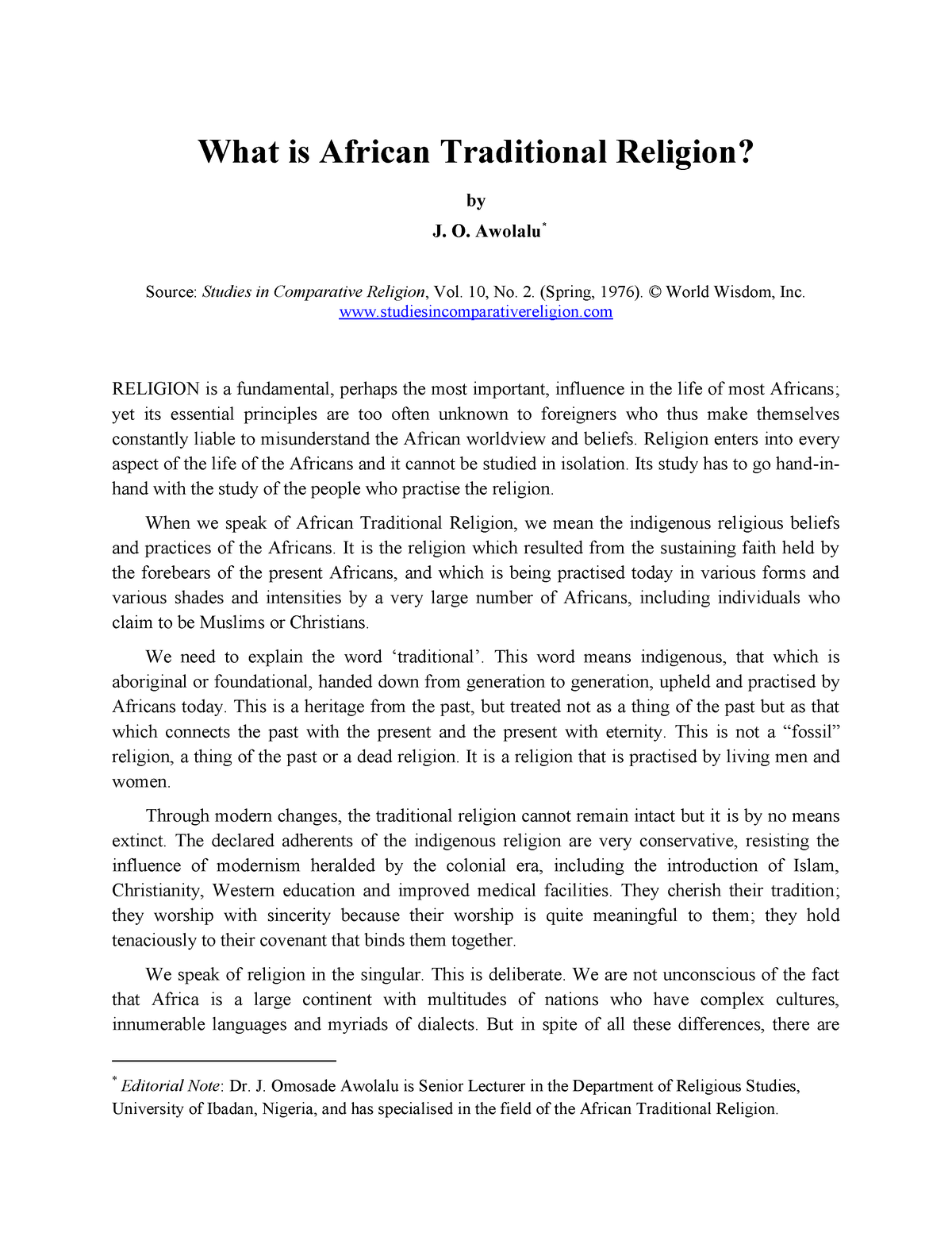 jo-awolalu-reading-what-is-african-traditional-religion-by-j-o