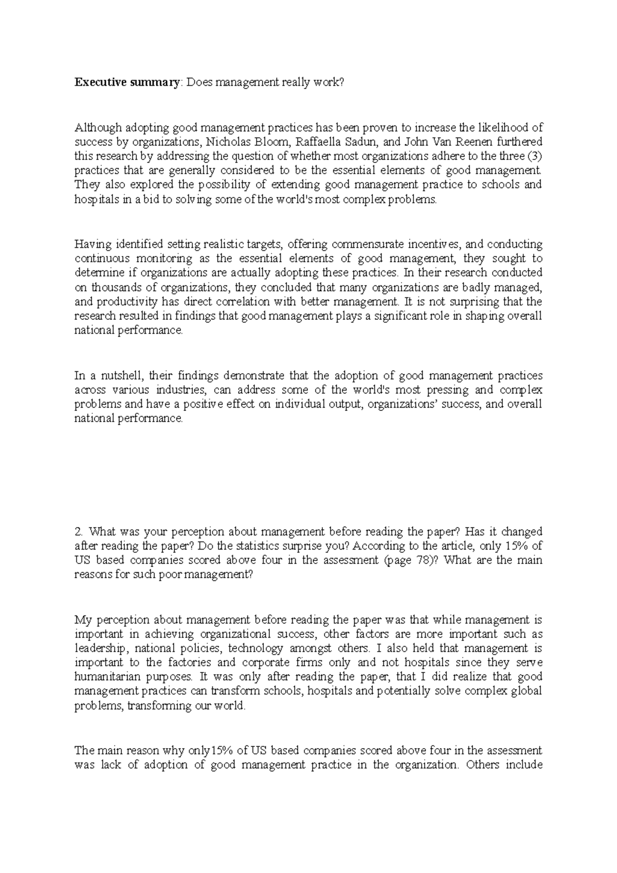 Executive summary Assignment week 1 task 2 - MNGT 6301 - UTPB - Studocu