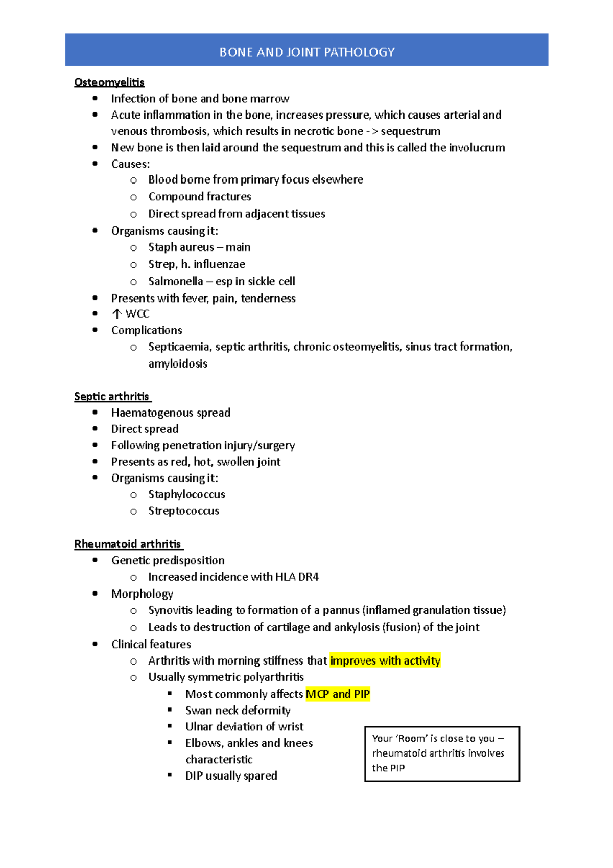 Bone and joint Pathology - Osteomyelitis Infection of bone and bone ...