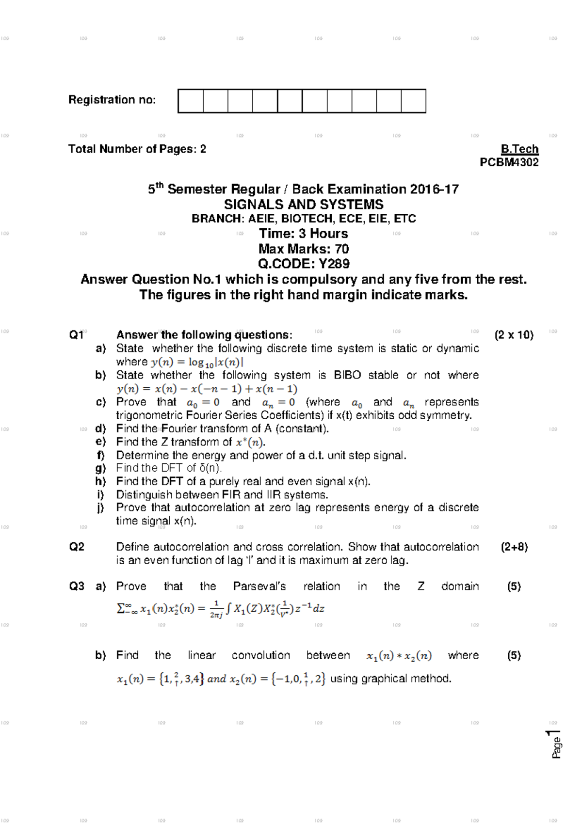 Signals AND Systems - BPUT Previous Year Question Papers. This will ...