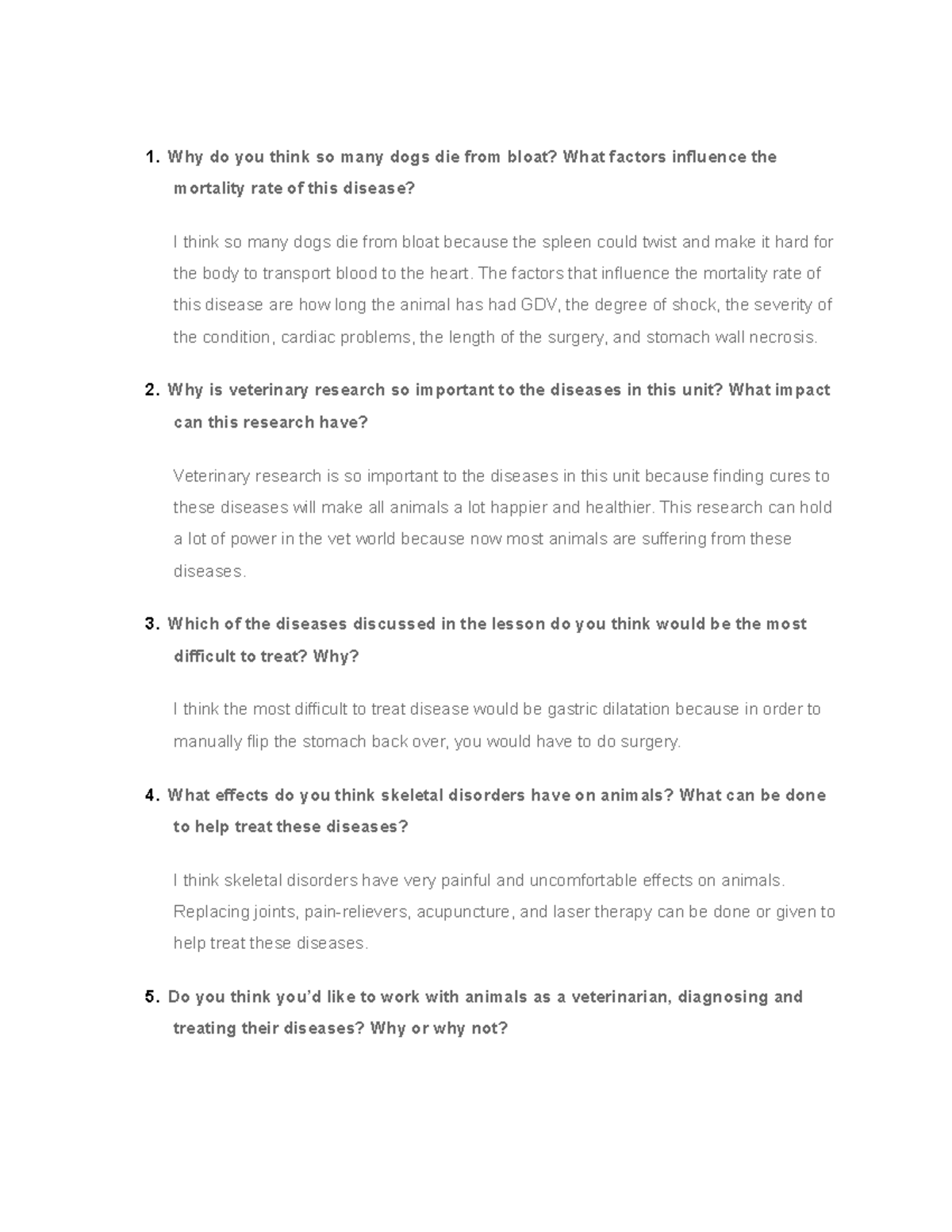 Unit 2 lesson 8 Why do you think so many dogs die from bloat? What
