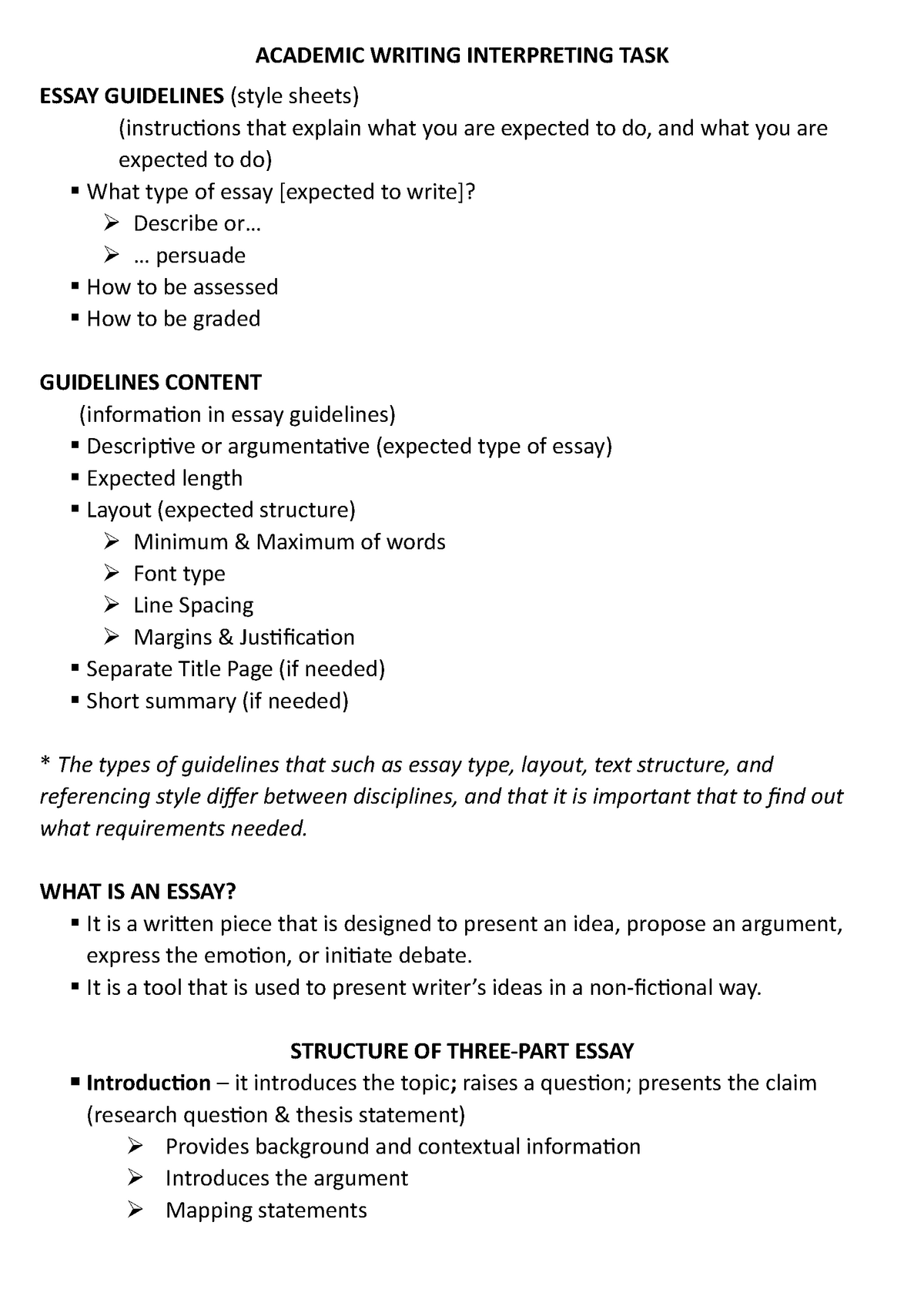 Writing IN English AT University - ACADEMIC WRITING INTERPRETING TASK ...