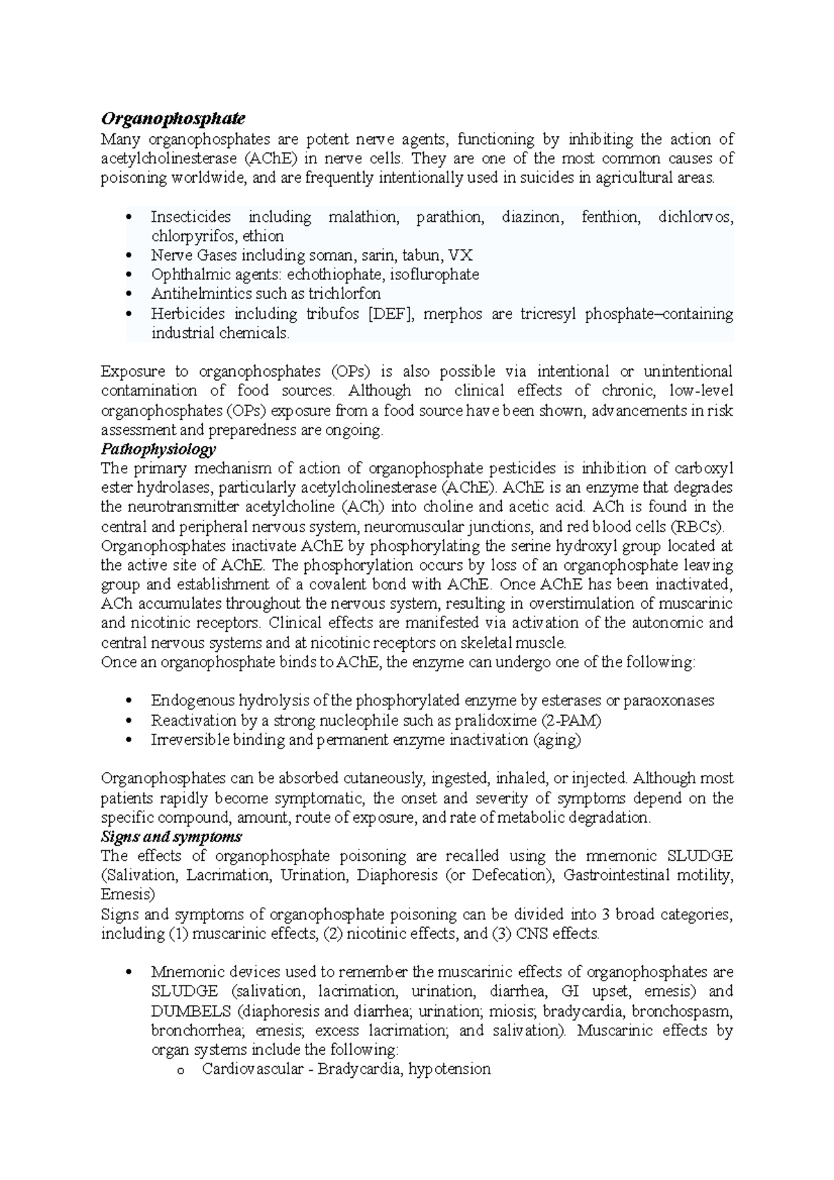 Organophosphate - They are one of the most common causes of poisoning ...