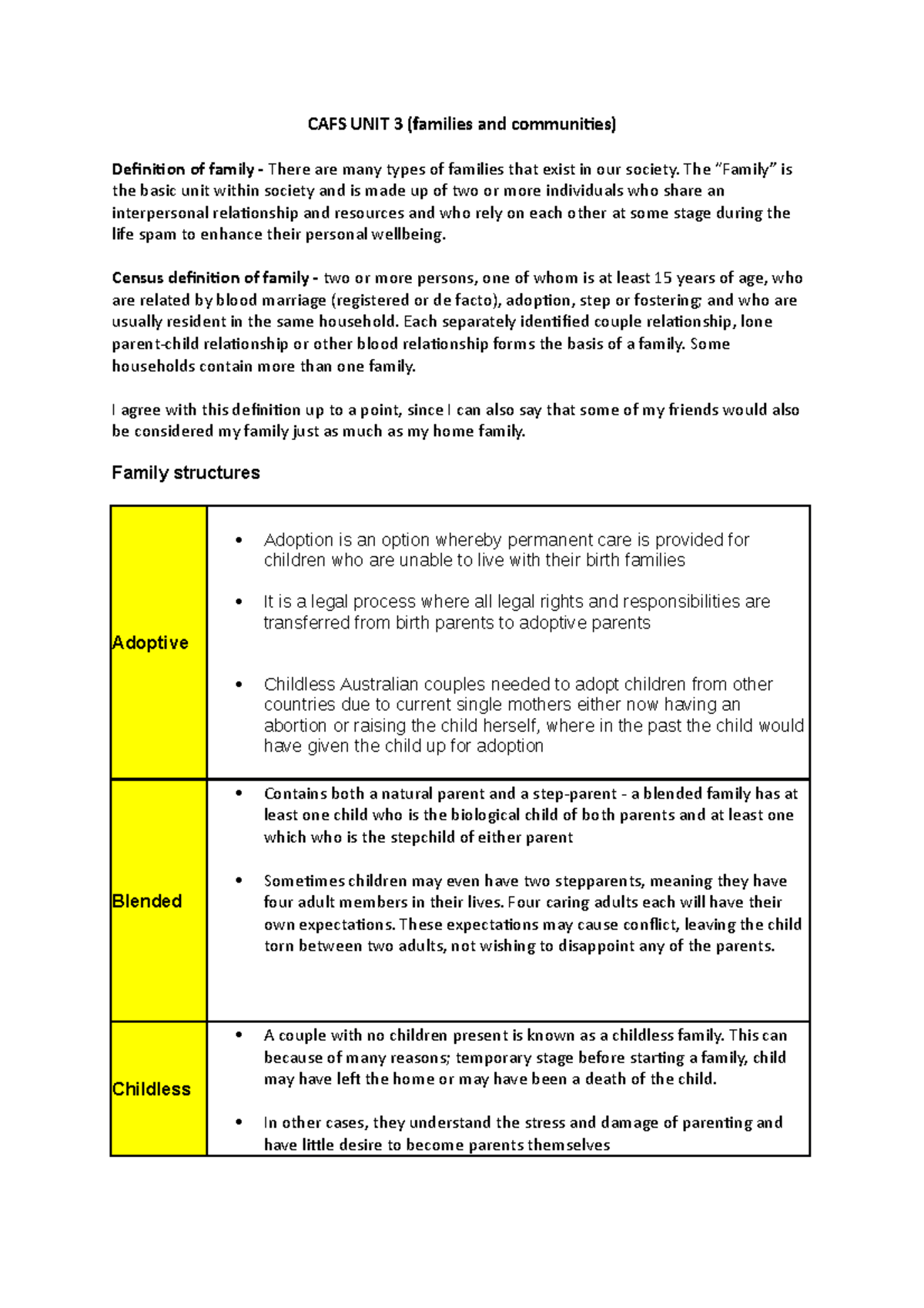 CAFS UNIT 3 - notes - PSYC1010 - UoN - StuDocu