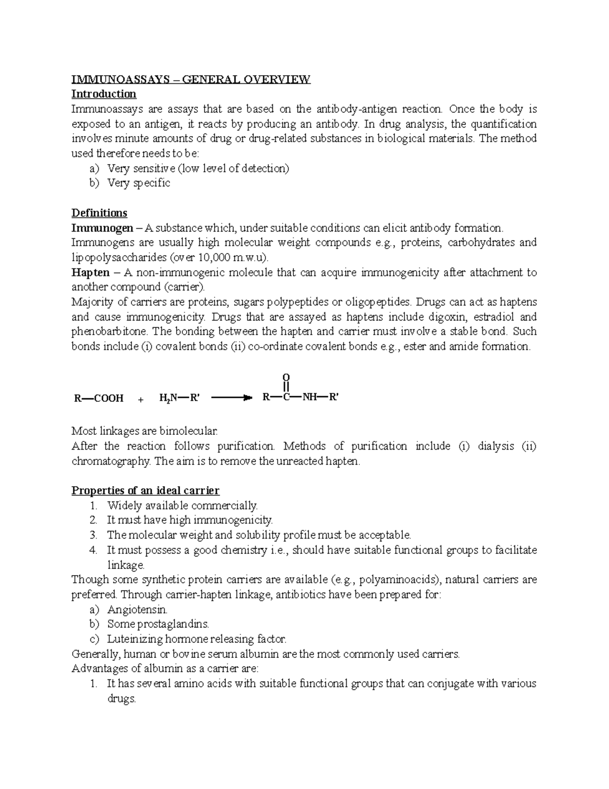 5. Immunoassays - General Overview - IMMUNOASSAYS – GENERAL OVERVIEW ...