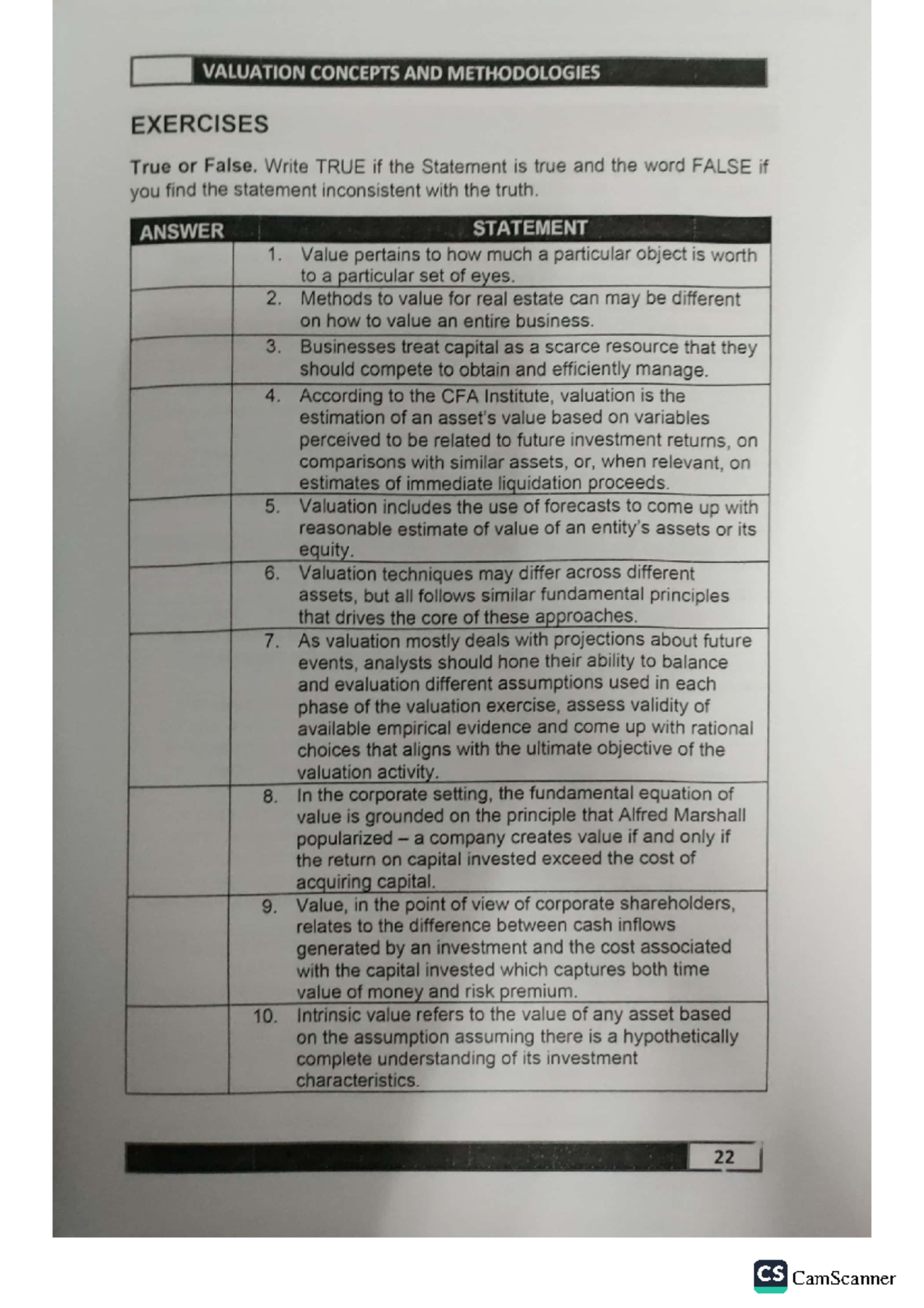 Valuation Exercises Notes Bs In Accountancy Studocu
