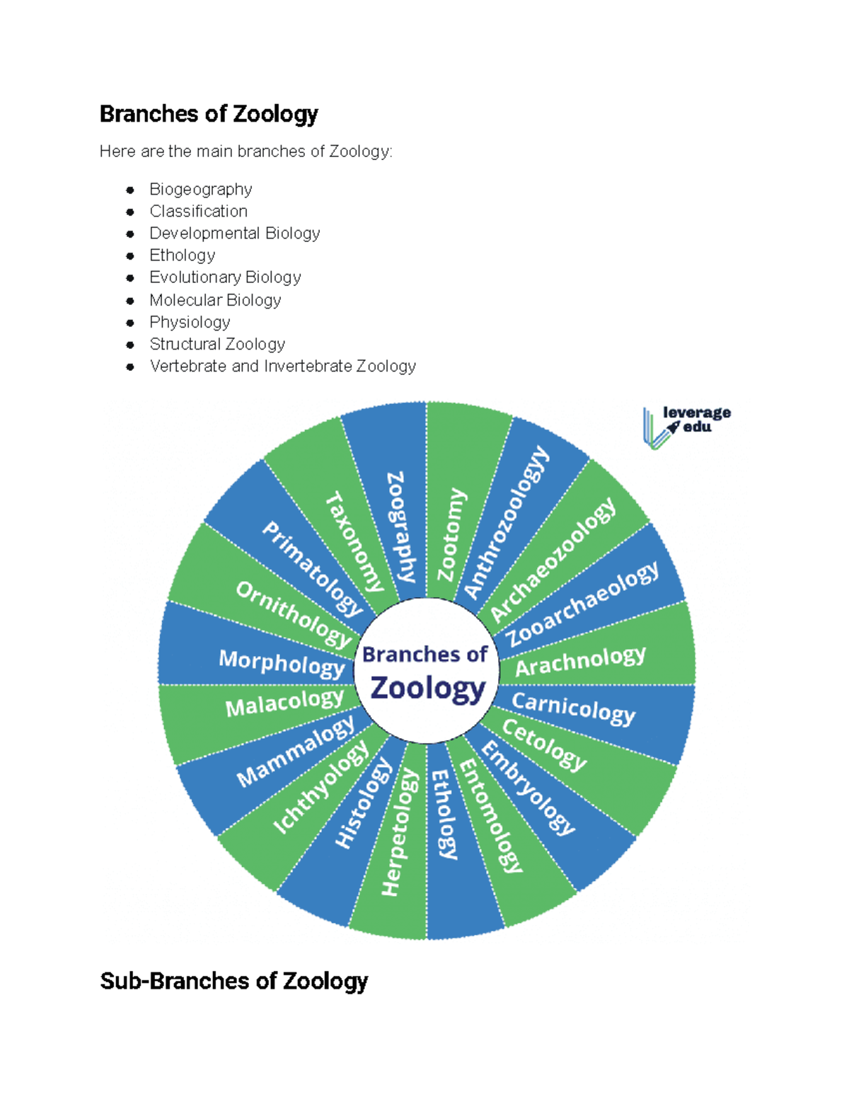 Branches of Zoology PDF Branches of Zoology Here are the main