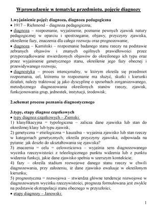 Diagnostyka ćw - Materiały Do ćwiczeń Z Diagnostyki - Diagnoza I Jej ...