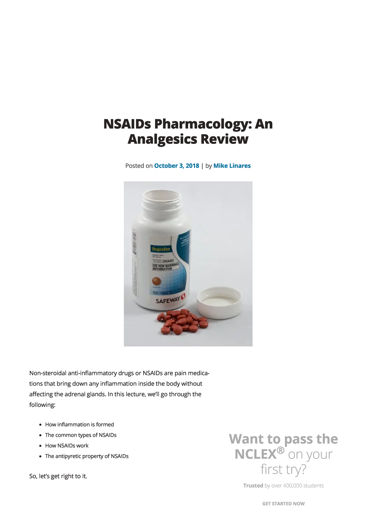 Nsaids Pharmacology An Analgesics Review - Simple Nursing - NSAIDs ...