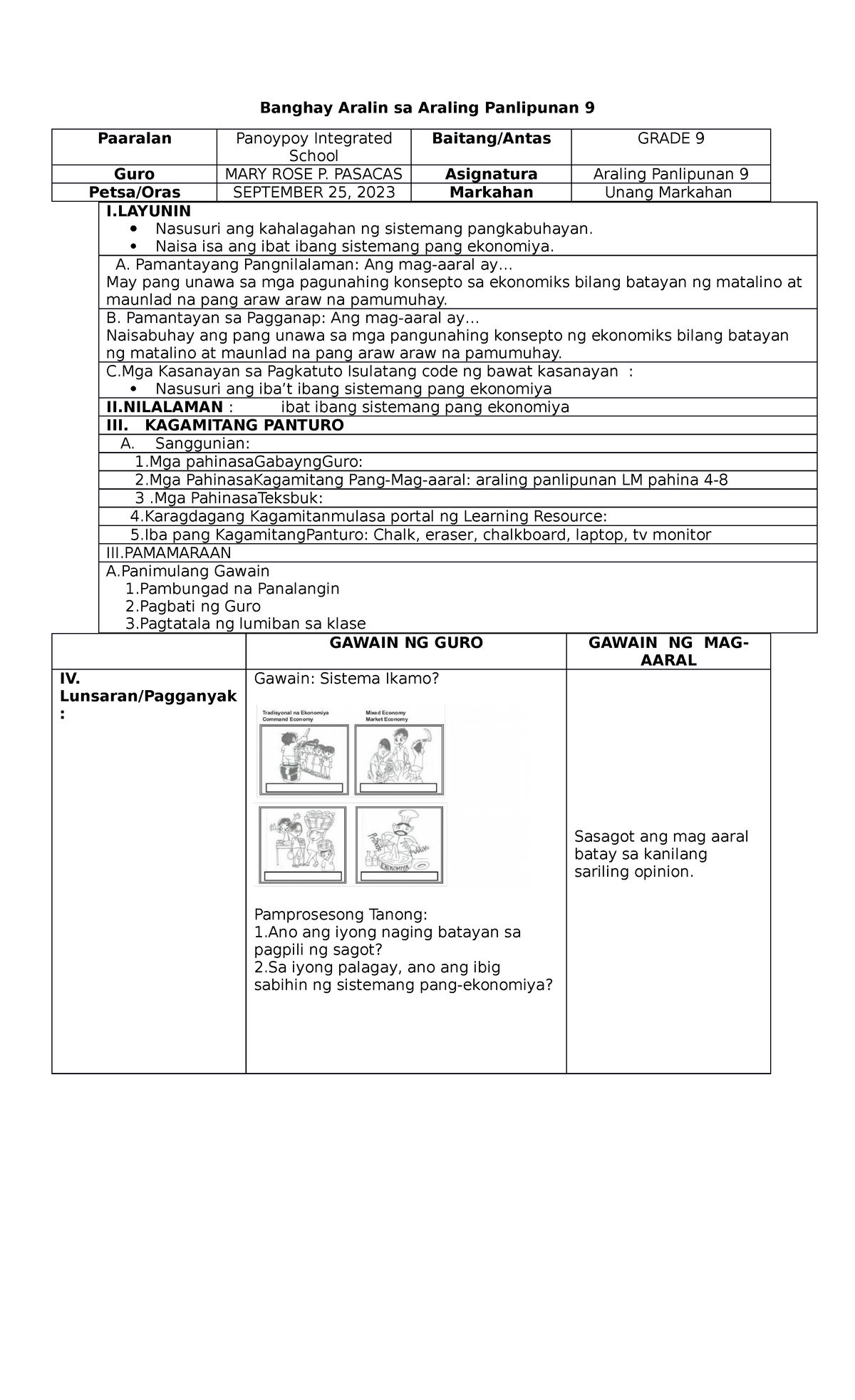 Lesson Plan Araling Panlipunan - Banghay Aralin Sa Araling Panlipunan 9 ...