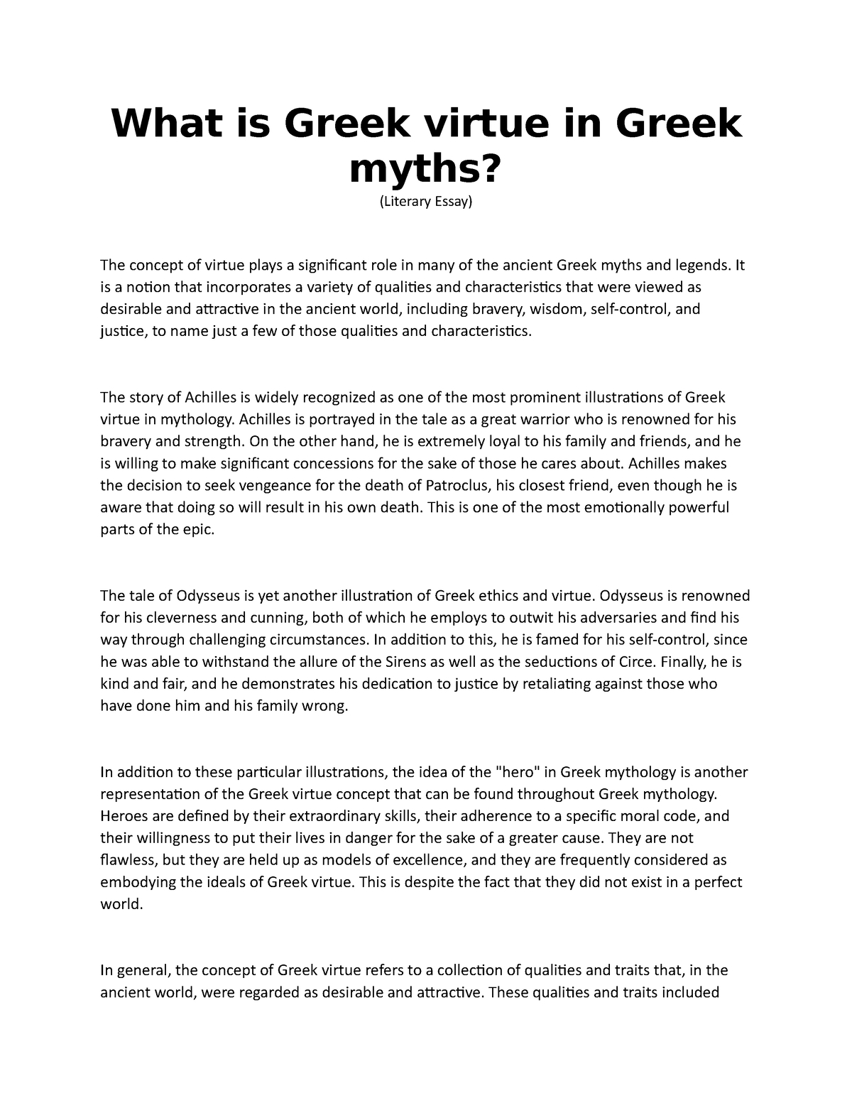 ancient greek myths essay