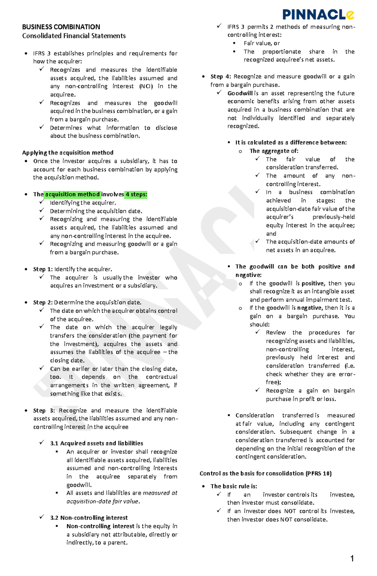 HO Bus Comb - BUSINESS COMBINATION Consolidated Financial Statements ...