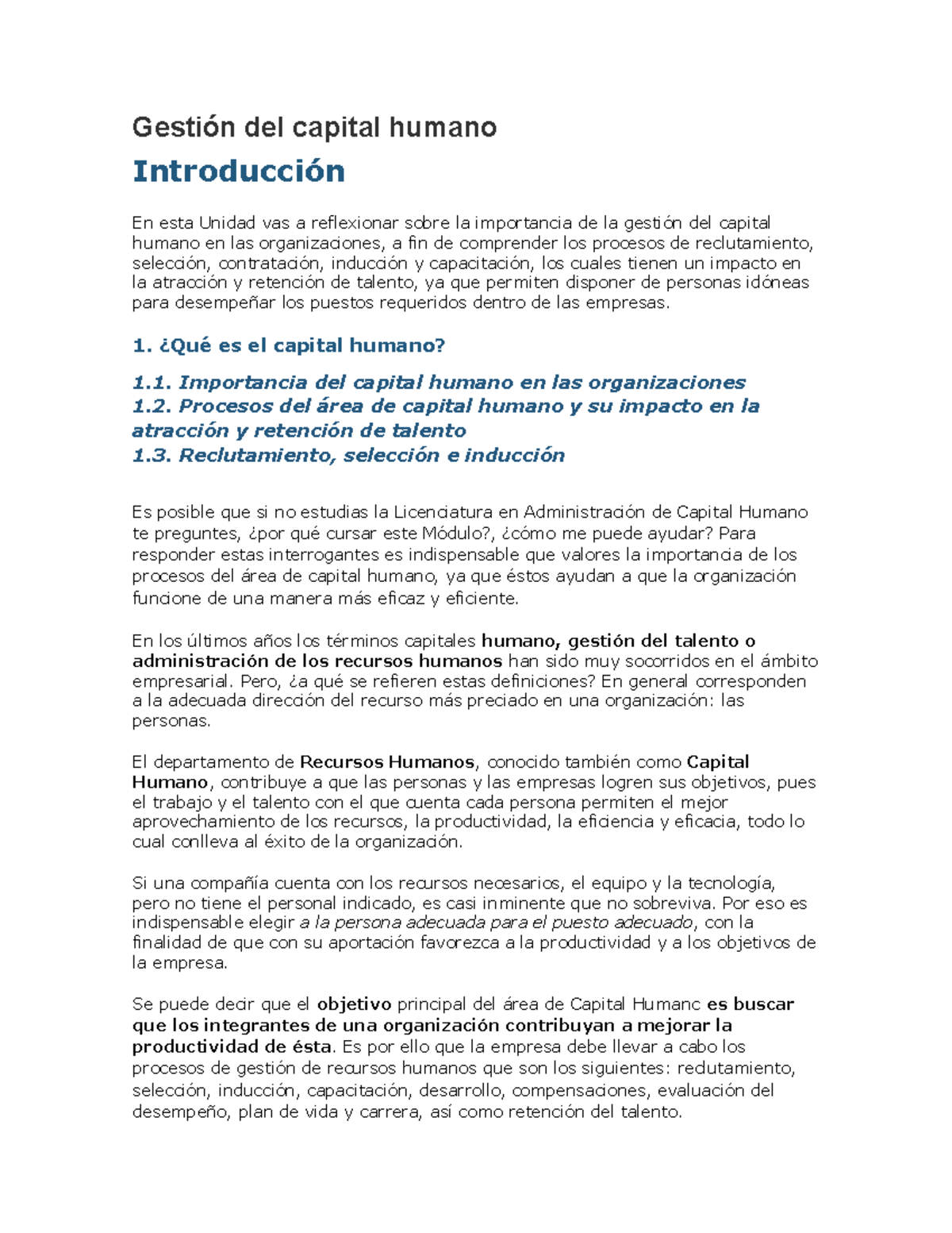 Gestión del capital humano y liderazgo - Gestión del capital humano ...
