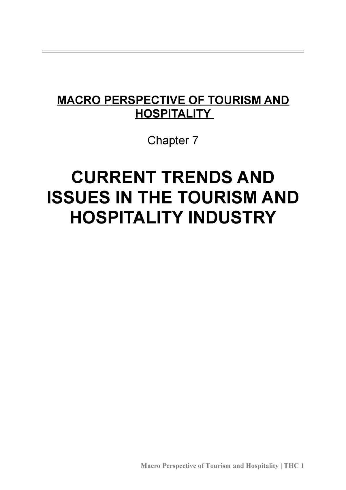 macro perspective of tourism and hospitality essay