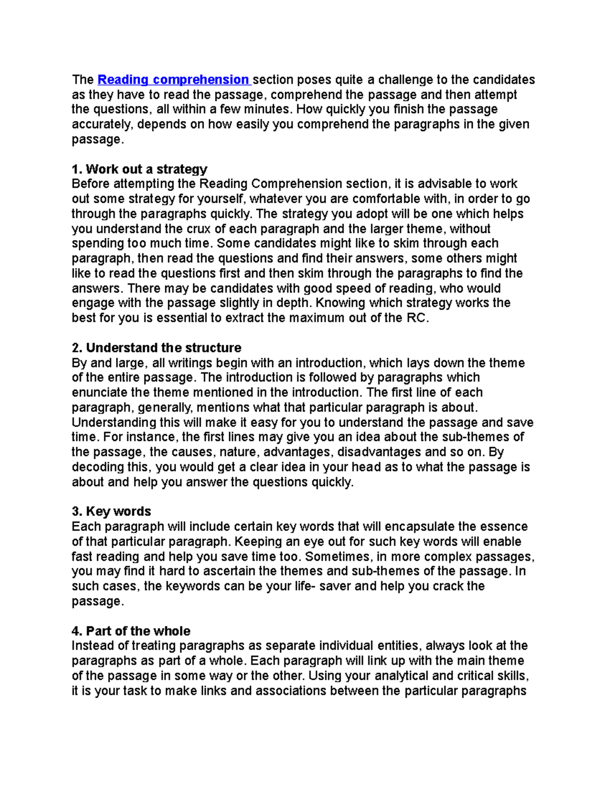 Tips for doing reading comprehension - The Reading comprehension ...